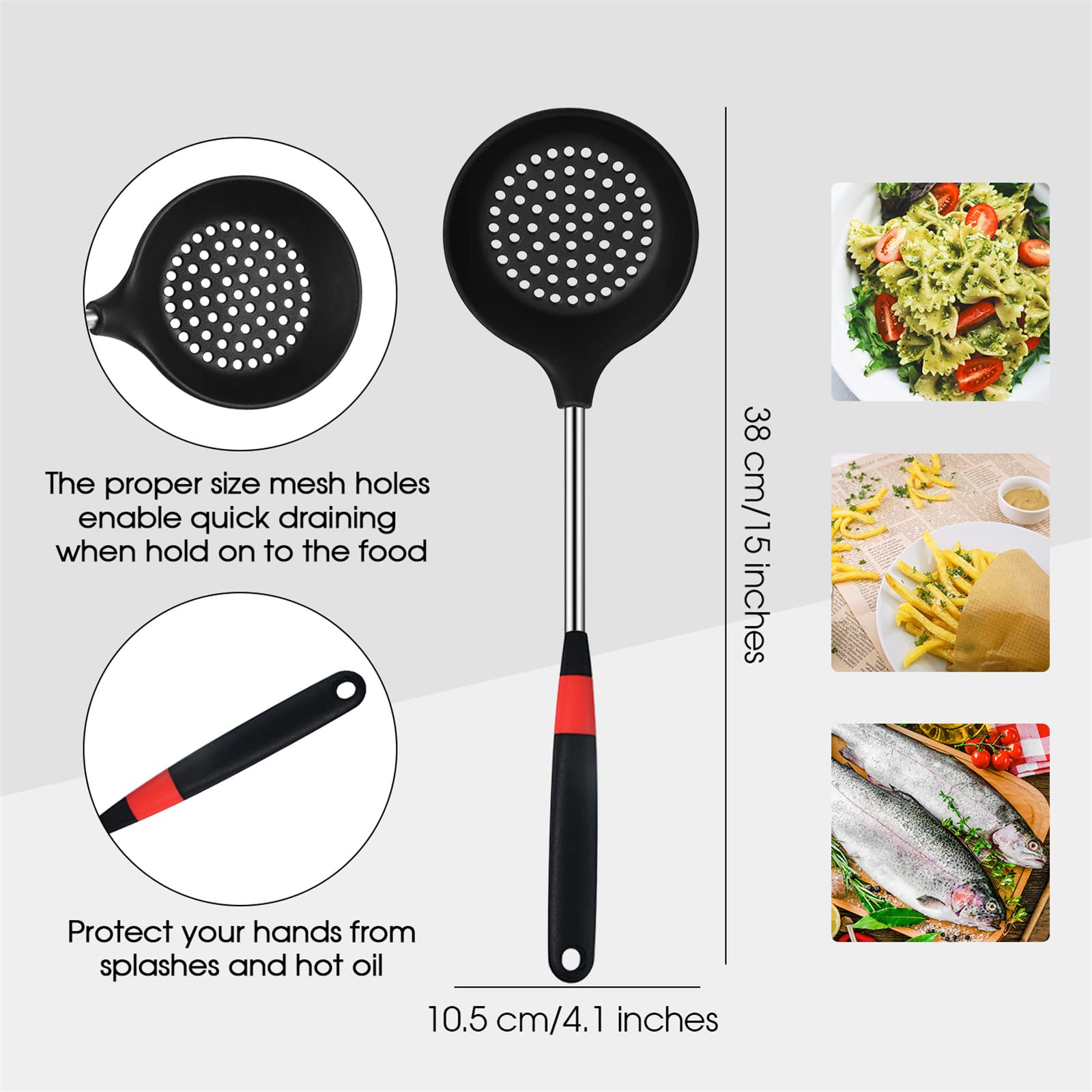 3 Pieces Silicone Stainless Steel Turner Spatula Set Includes Flexible Silicone Wok Spatula Slotted Spatula Skimmer Slotted Spoo