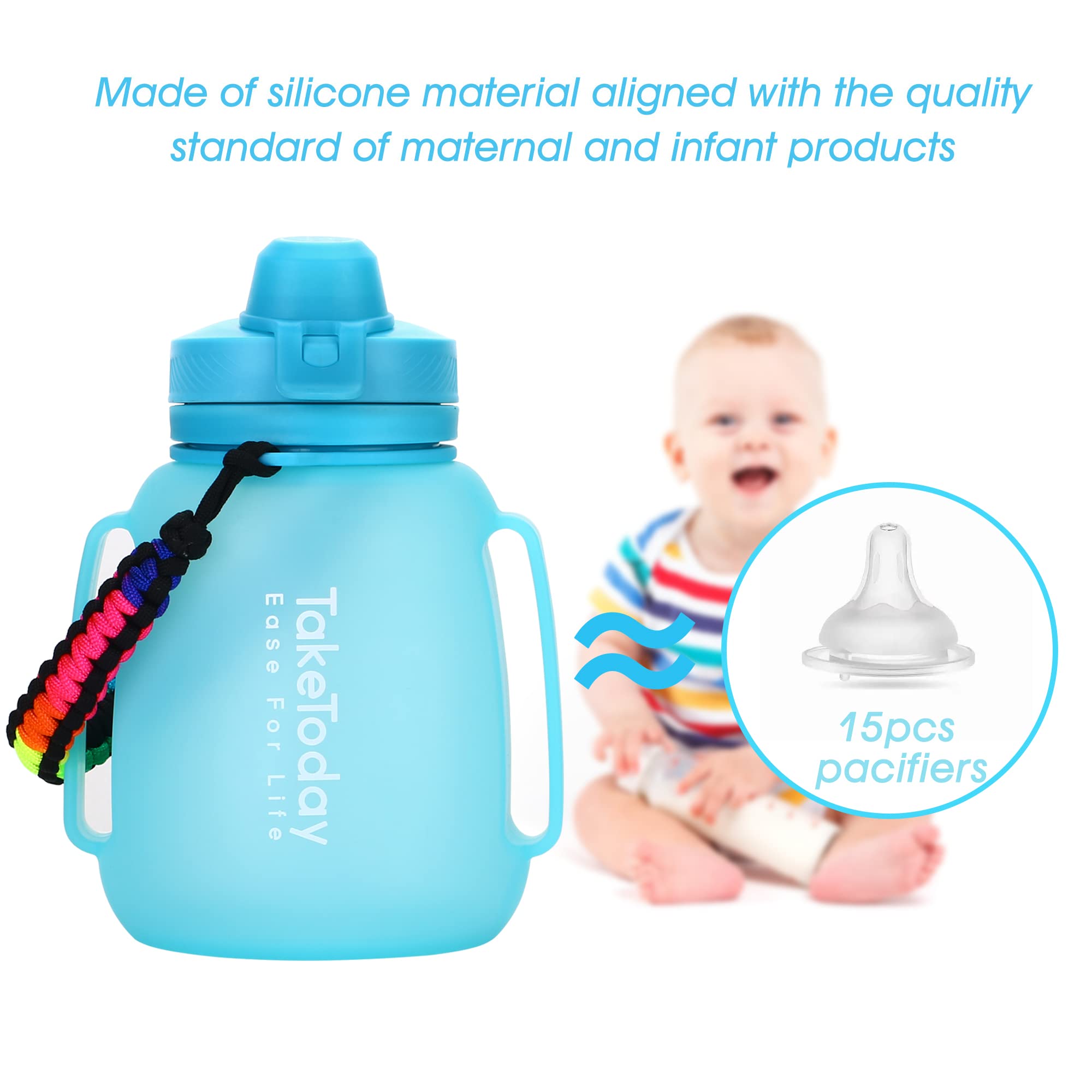 Taketoday Collapsible Water Bottles 40 Oz Gallon Motivational Water Jug With Straw 1.2L Silicone Sports Water Bottle With Time M