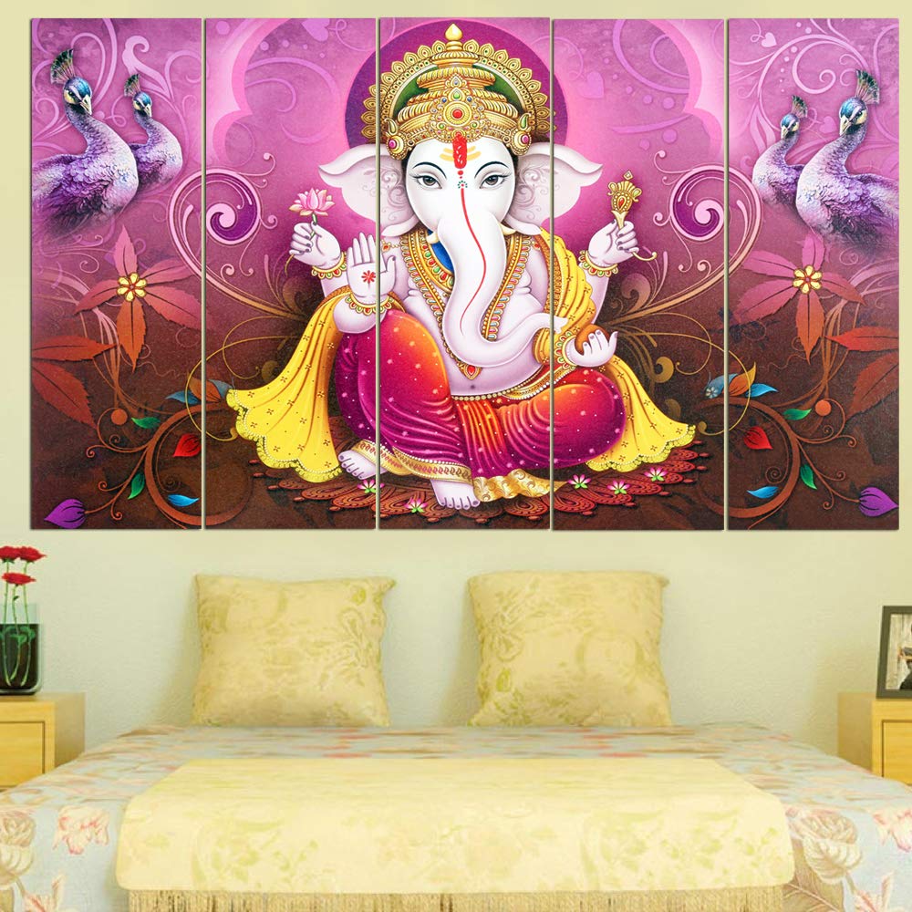 Maxstone Ganpati Wall Painting (50 x 30 Inches) Big Size Multiple Frames Wall Art for Living Room, Bedroom, Home, Office, Hotels