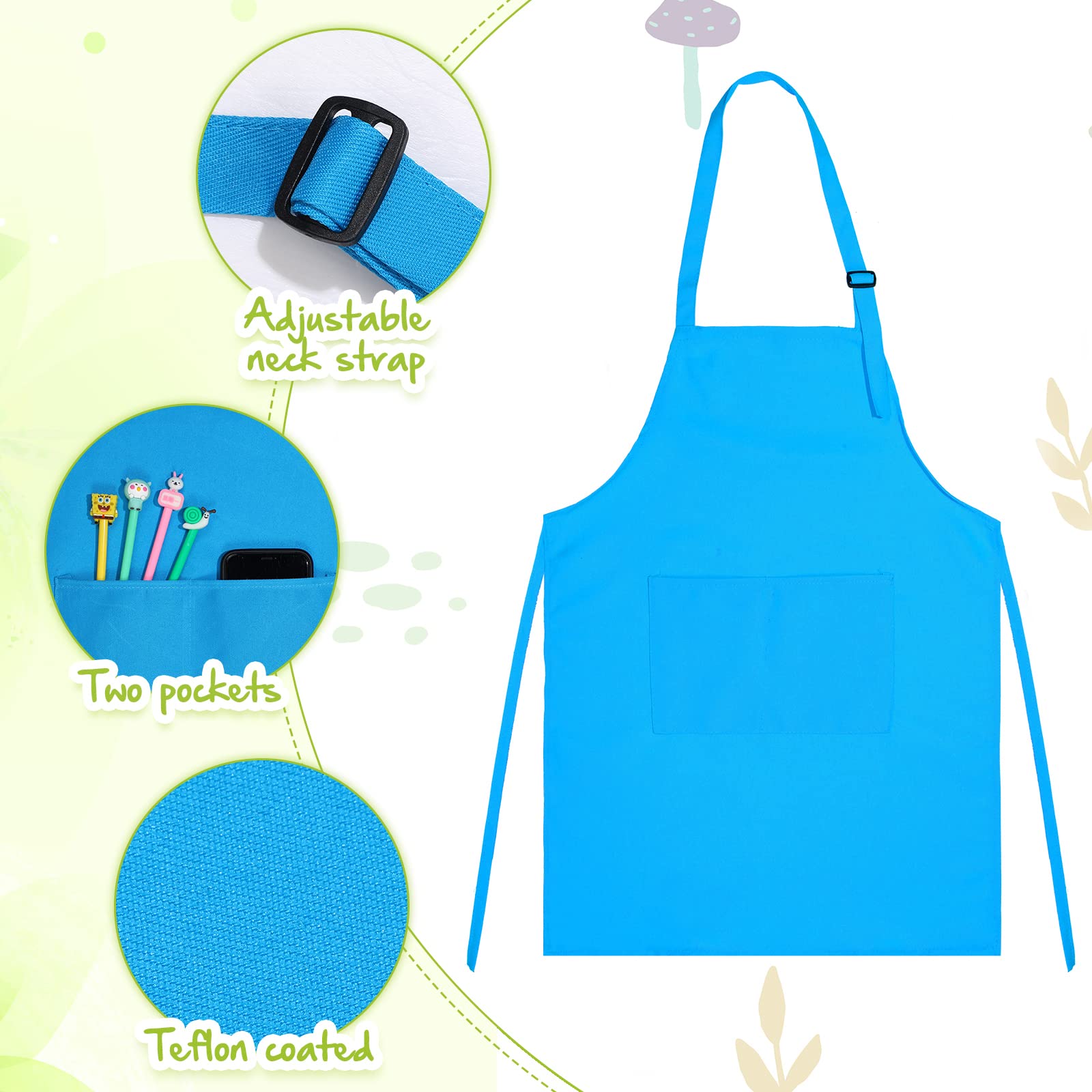 28 Pcs Kids Apron Bulk Chef Hat Set, Adjustable Children'S Bib Apron Boys Girls Aprons With 2 Pockets Chef Costume (Multicolor)