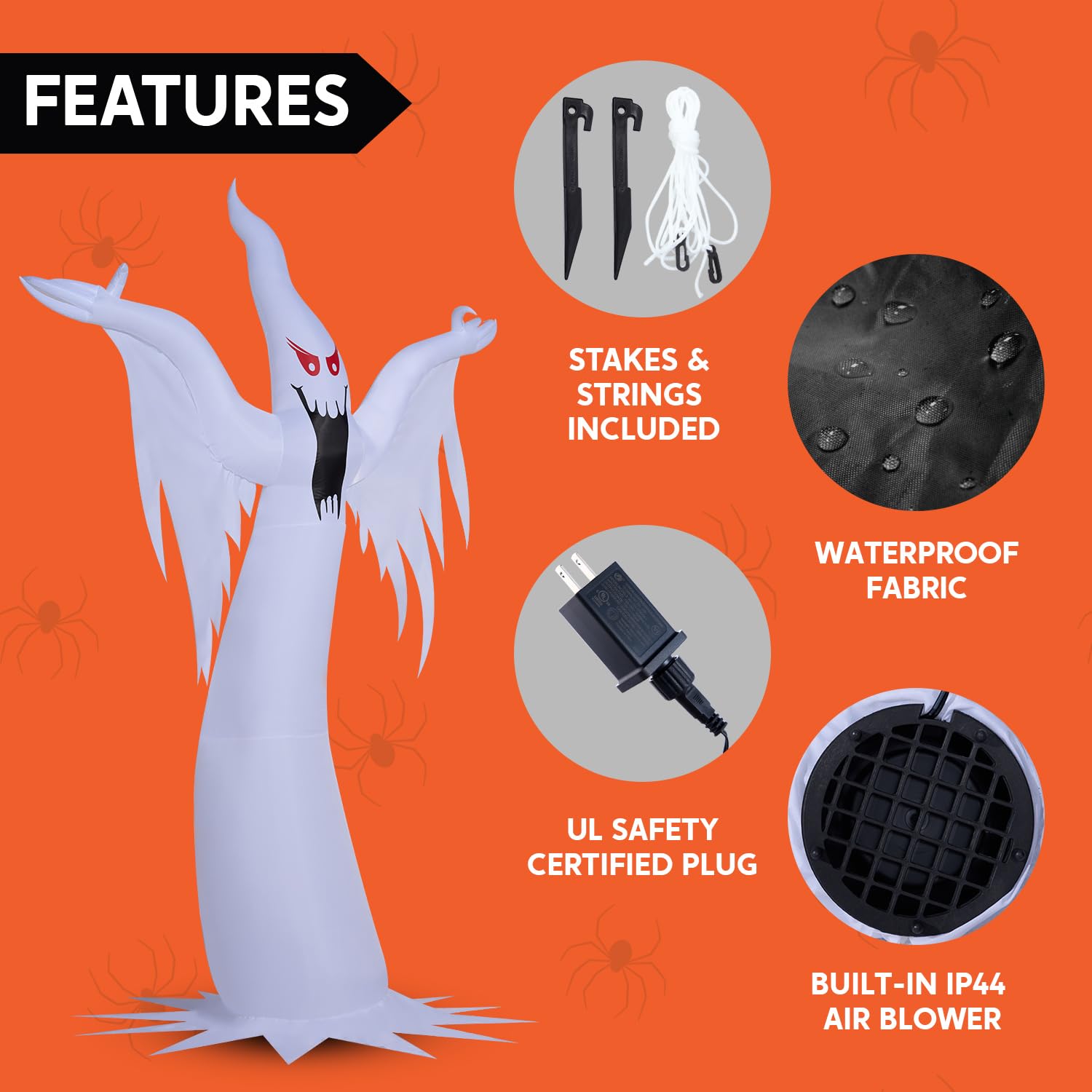Joiedomi 12 FT Tall Halloween Inflatables Outdoor Decoration, Inflatable Ghost Decor Outdoor with Fire Flame Light, Blow Up Ghos