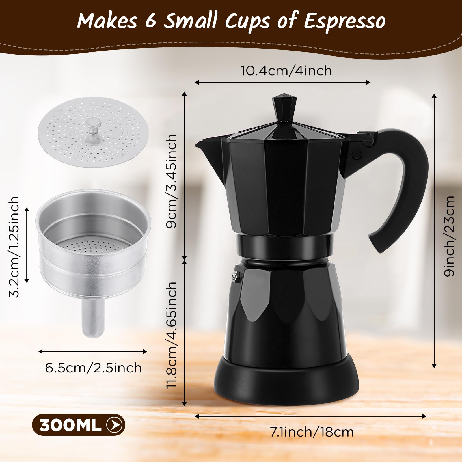 Lemosae Coffee Pot 6 Cup Electric Espresso Coffee Maker Italian Moka Maker 300Ml Portable Aluminum Espresso Maker Espresso Moka