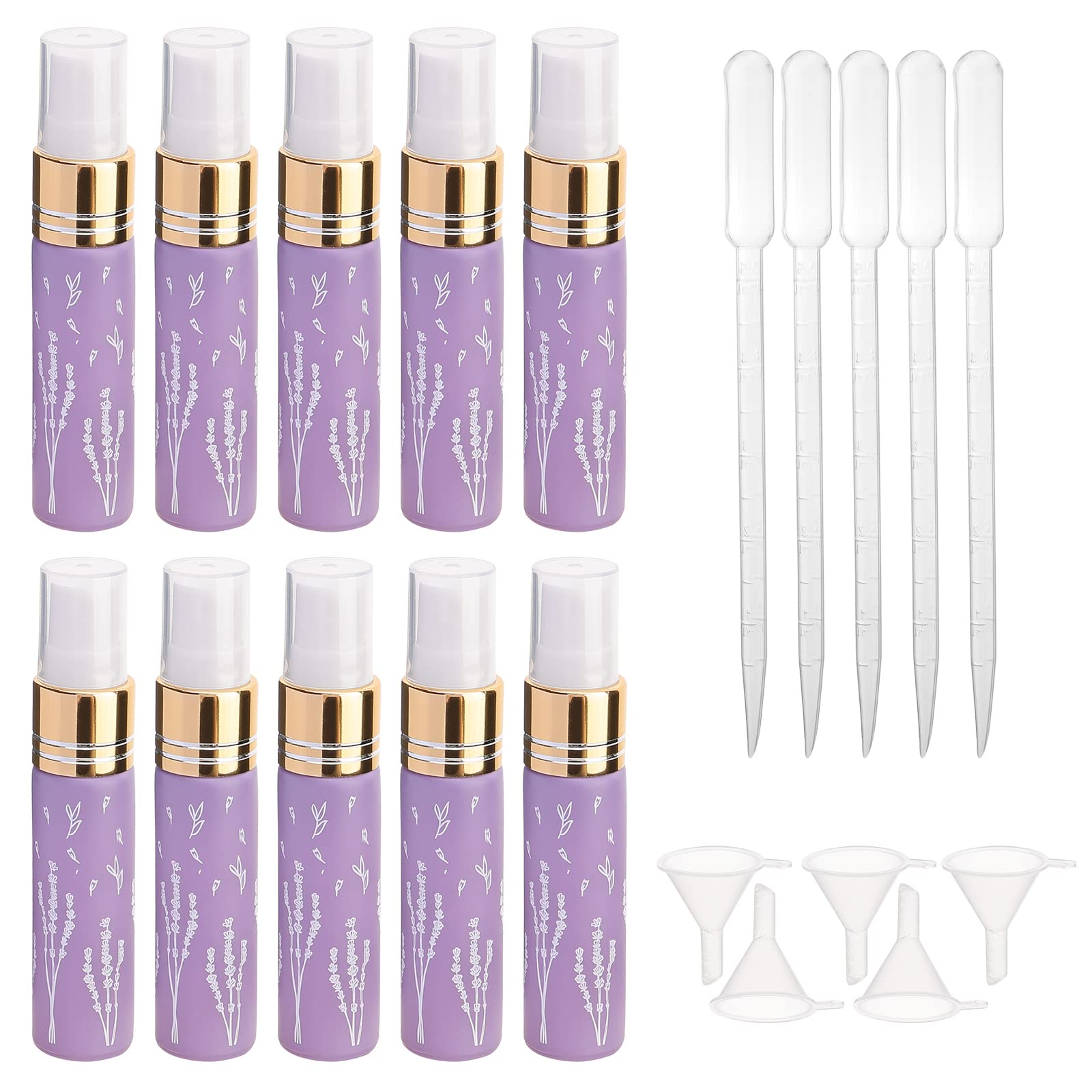 Ellbest 10pcs 10 ml Glass Spray Bottle, Purple