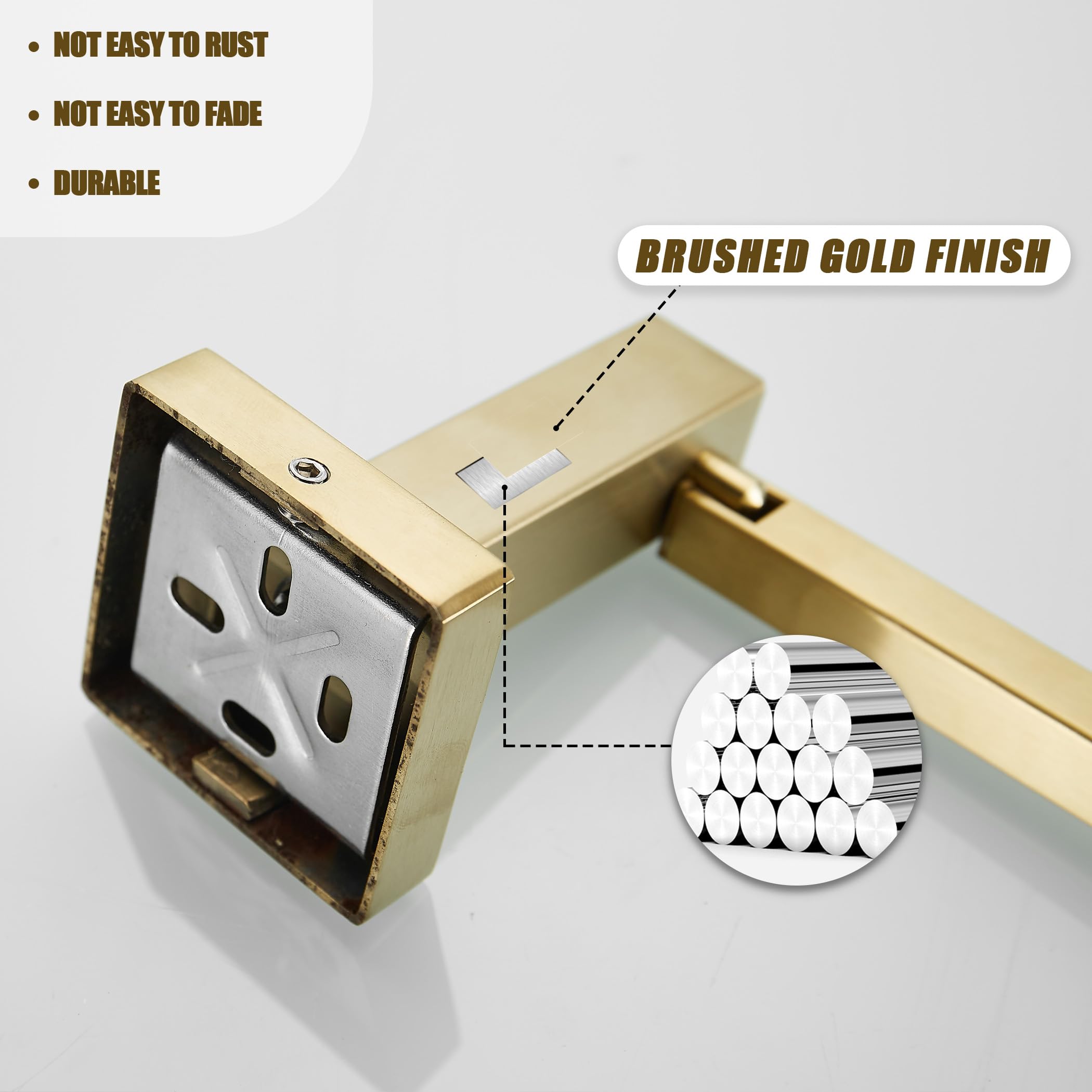 Bigbig Home Gold Toilet Paper Holder,Modern Towel Holder For Bathroom Wall, Brushed Gold Toilet Tissue Holder Towel Ring Wall Mo
