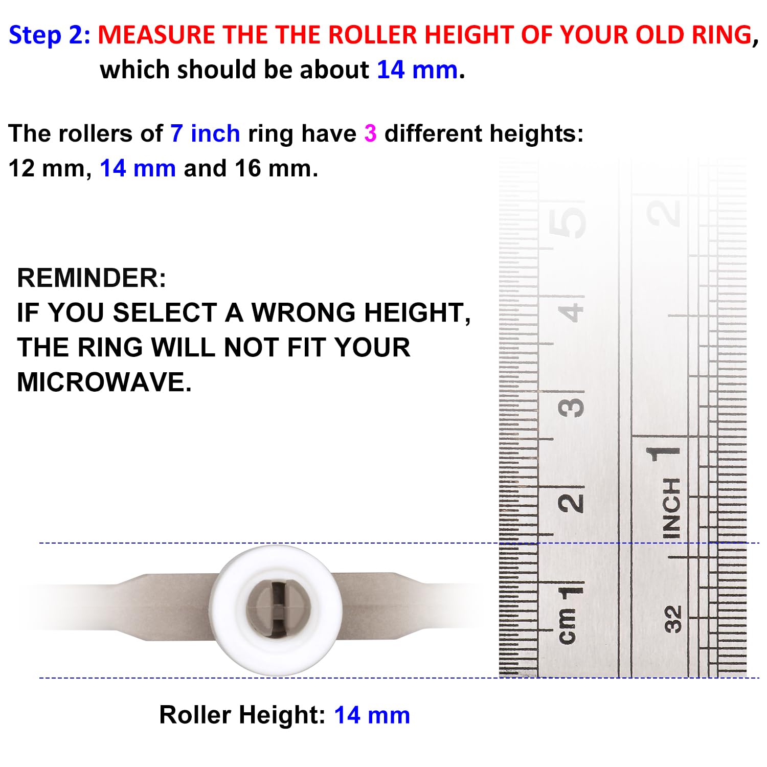 Jolaxy 7.4'' Microwave Turntable Ring with 14 mm Rollers  Microwave Oven Tray Support  Glass Plate Rotating Roller Ring  Ring Outer Diameter 7.4 inches (18.8 cm)  Roller Height 14 mm