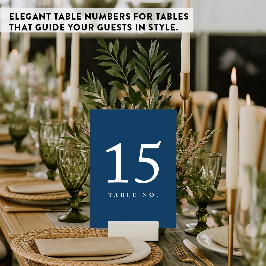Andaz Press Table Numbers 1-20 On Perforated Paper, Navy Blue, 4X6-Inch Single Sided Sign, 1-Set, Graduation Table Numbers For W