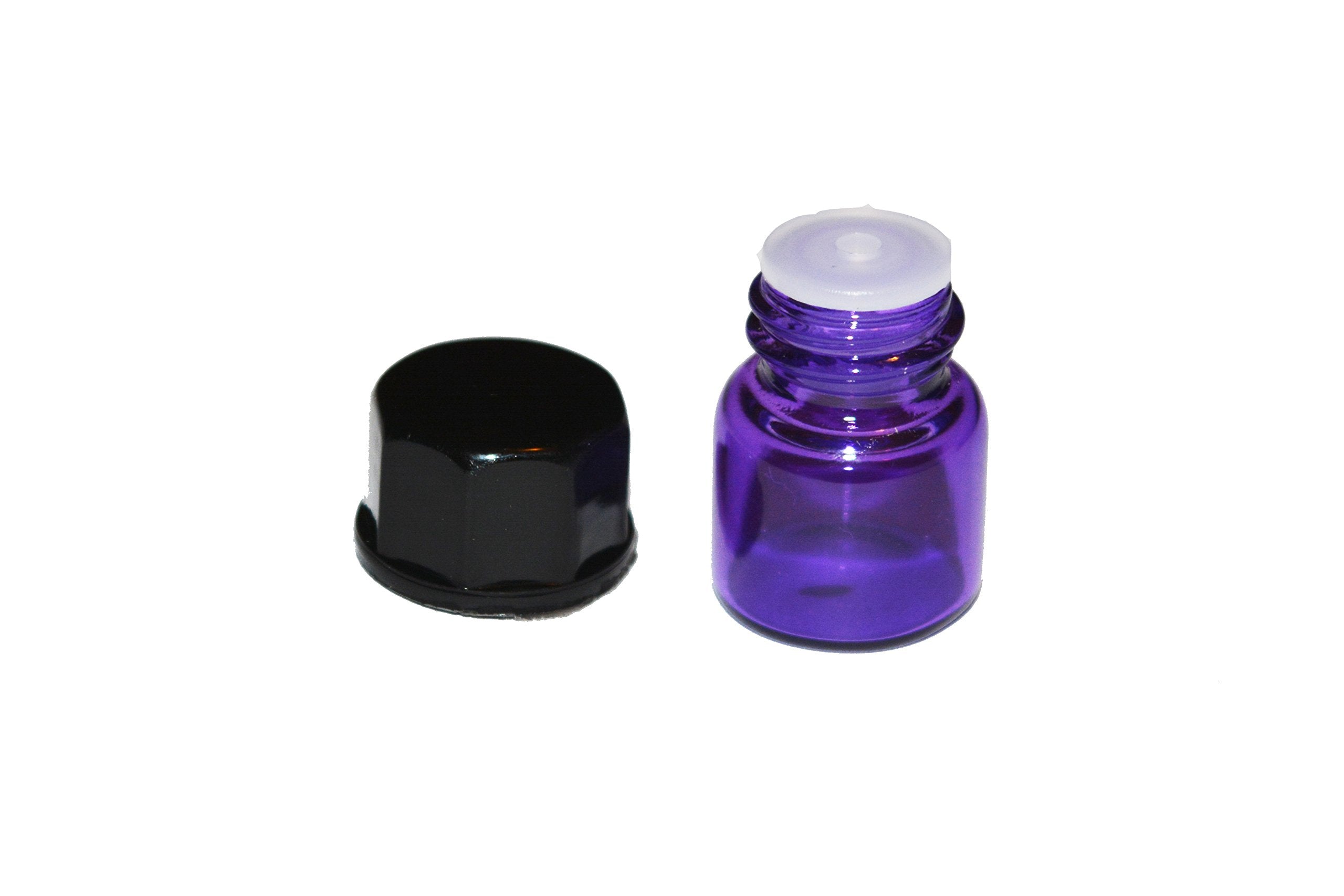 100Pcs 1Ml (1/4 Dram) Purple Mini Glass Bottle 1Cc Purple Sample Vial Small Essential Oil Bottle Travel Must + One 7 Chakra Brac