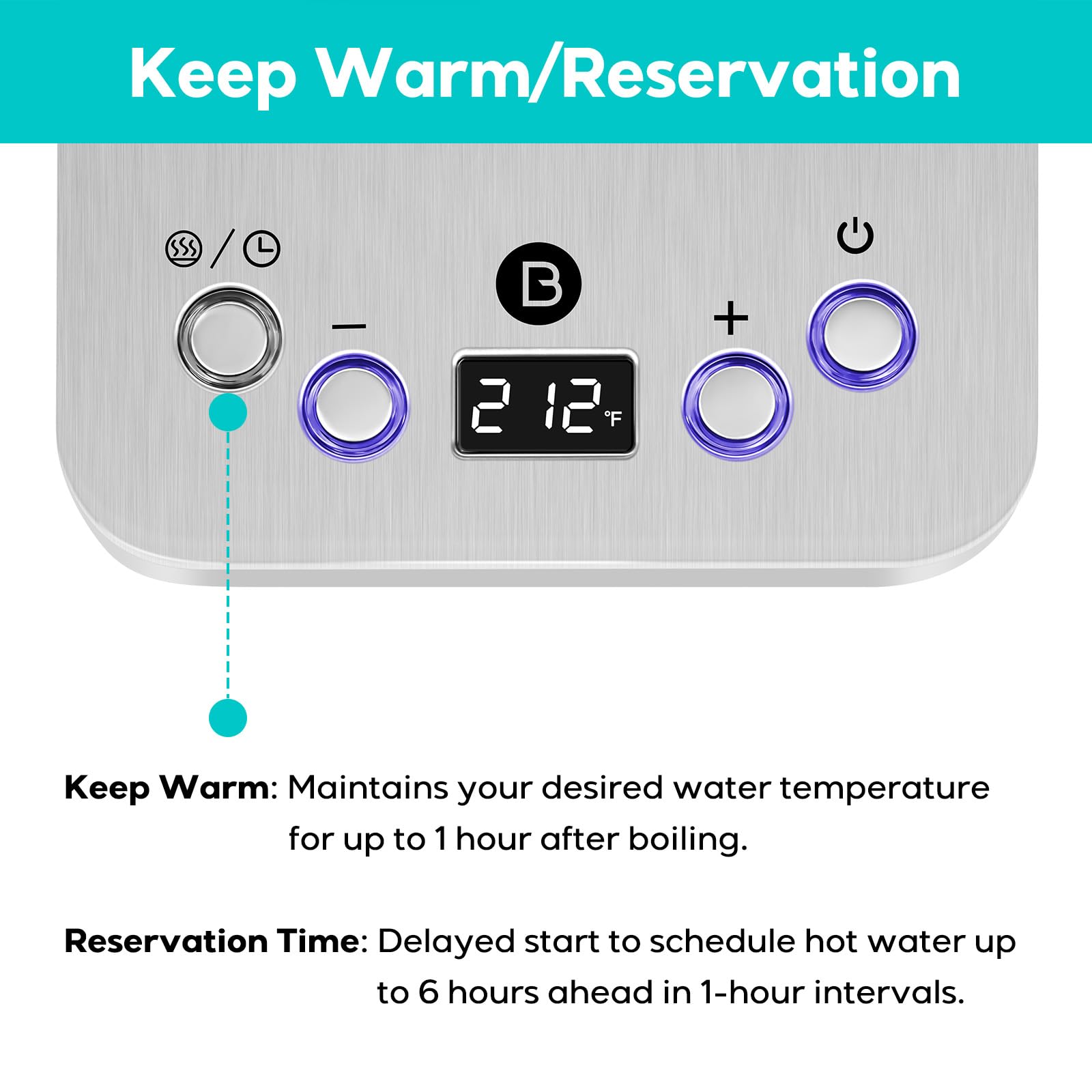 Casabrews Gooseneck Electric Kettle, Stainless Steel Glass Kettle With Temperature Control & Reservation Time Function, Pour Ove