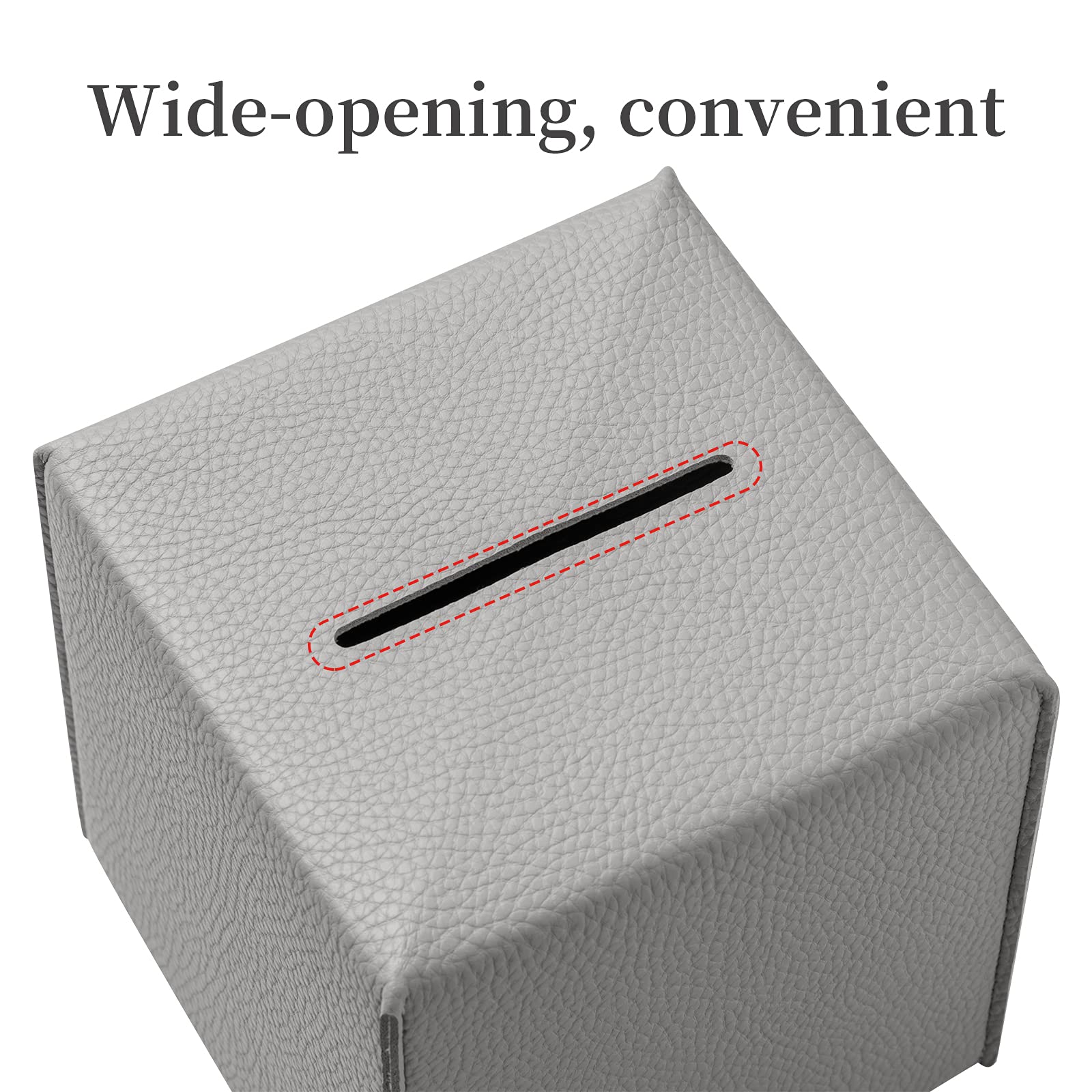 REGELETO Rectangular Tissue Box Cover  Pu Leather Rectangle?issue Box Holder with Bottom Belt Modern Stylish Tissue Box Organizer for Home  Car  Hotel  Office 9.5''X5''X5'' (Off-White)