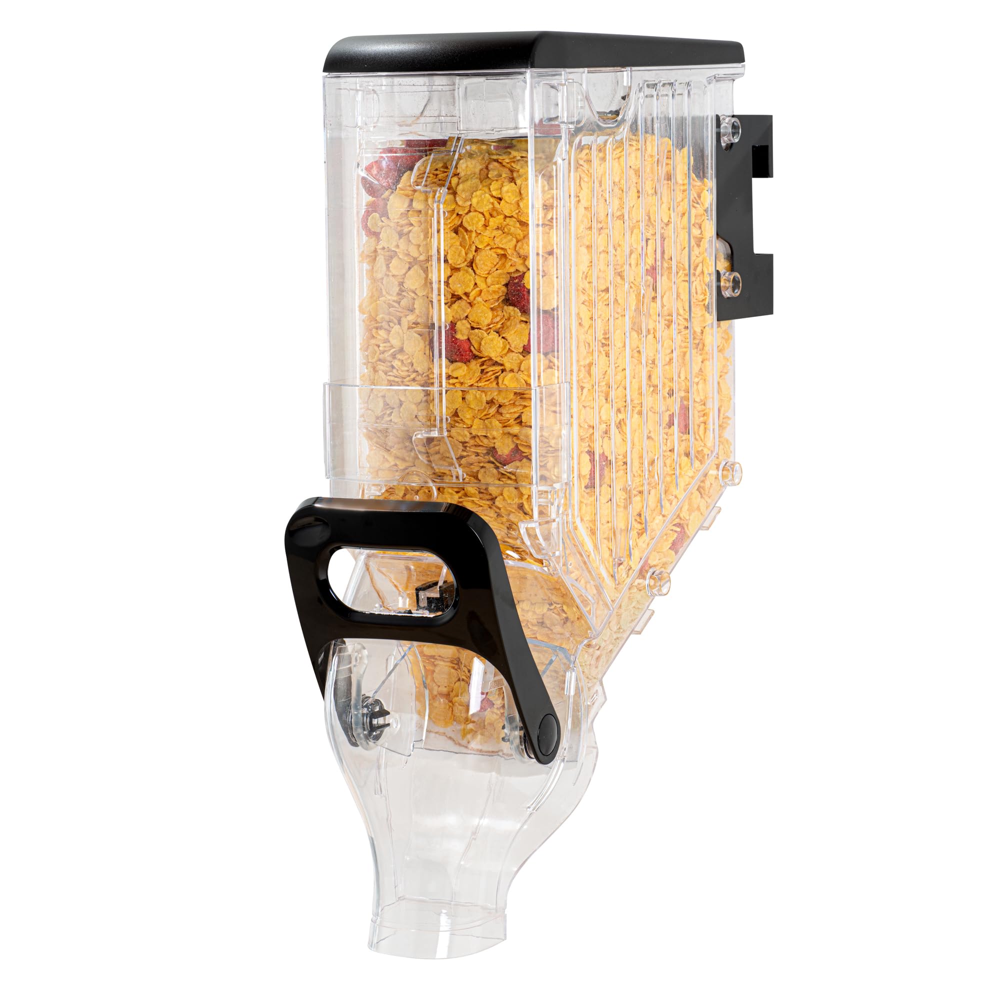 Restaurantware-Met Lux 3.4 Gallon Dry Food Dispenser, 1 Airtight Cereal Dispenser - Wall-Mounted, Single Control, 1 Black Plasti