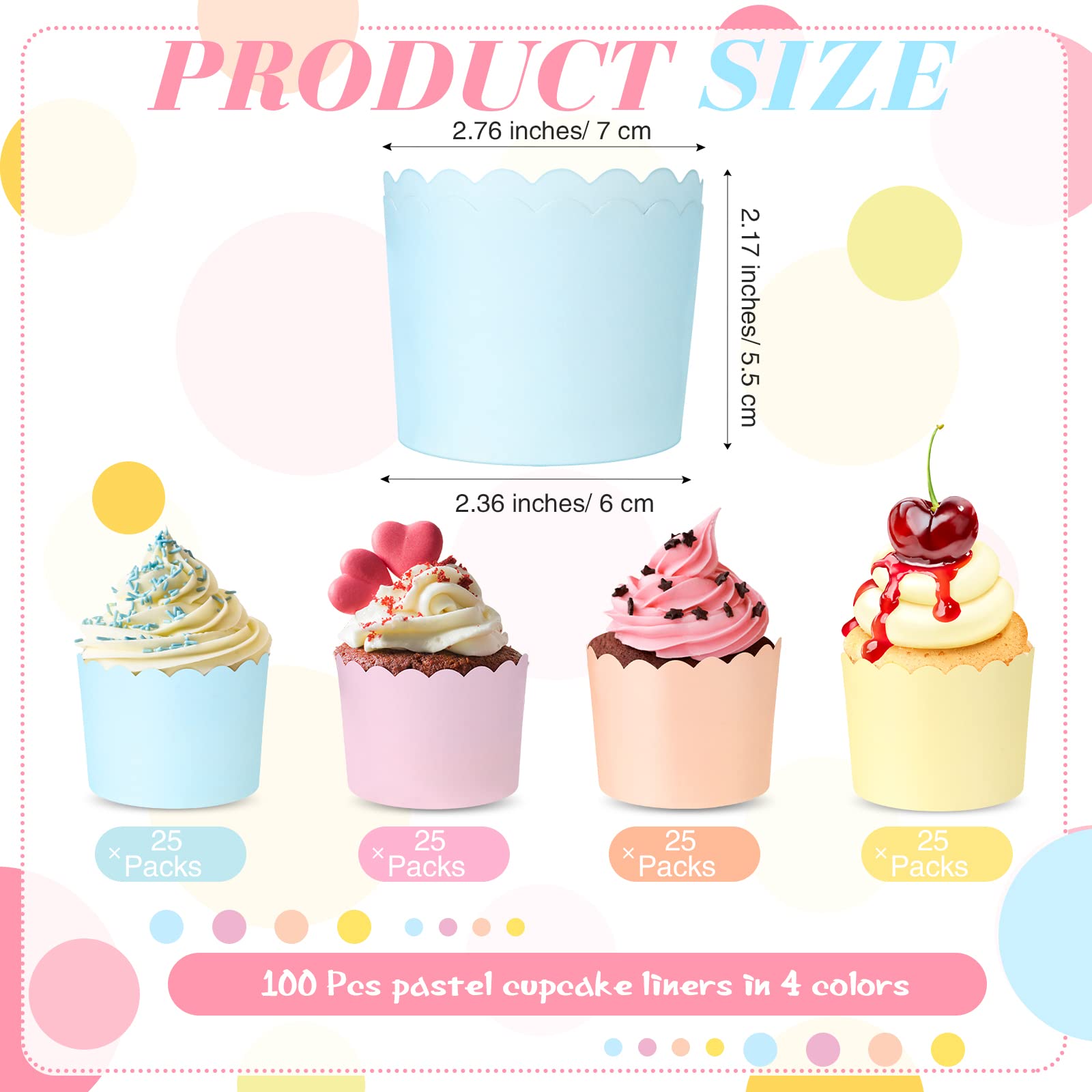 Tanlade 100 Pieces Baking Cups Cupcake Wrappers For Muffins 5.5 Oz Multi Color Baking Cups For Desserts Baby Showers Birthday Pa