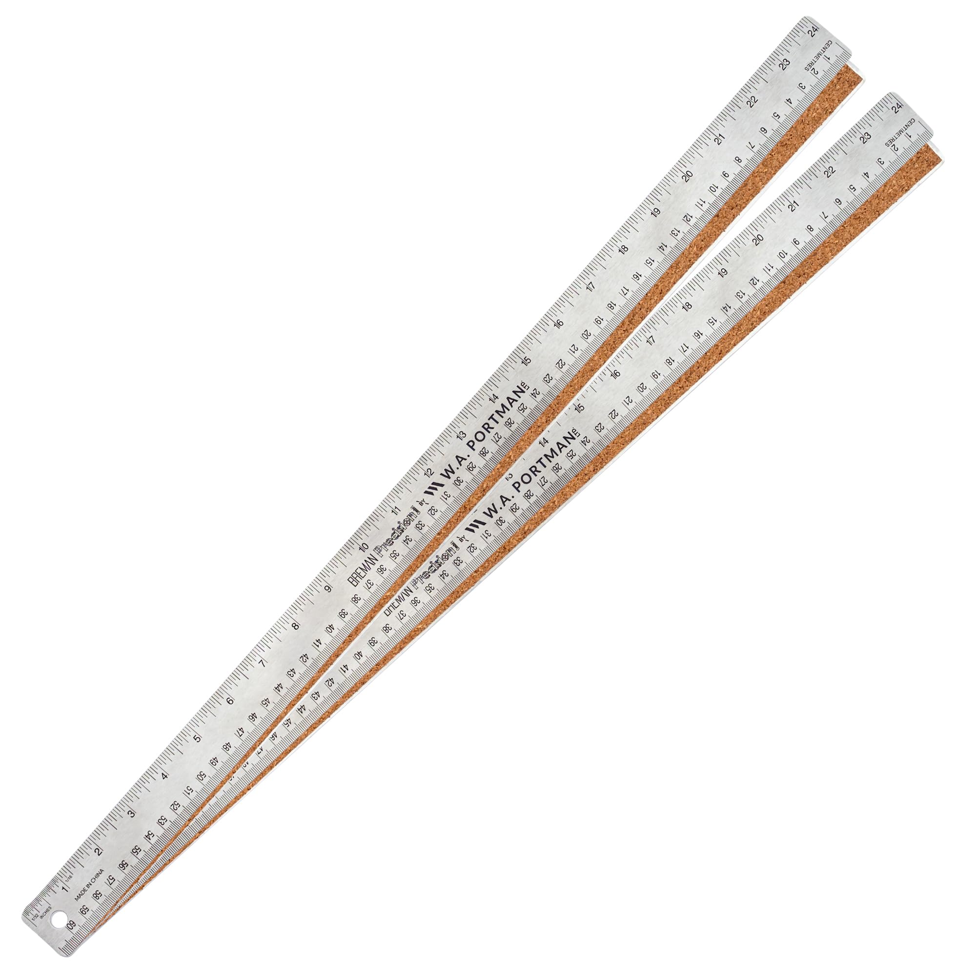 Breman Precision Metal Ruler 24 Inch - Stainless Steel Cork Back Metal Ruler - Premium Steel Straight Edge 24 Inch Metal Ruler S