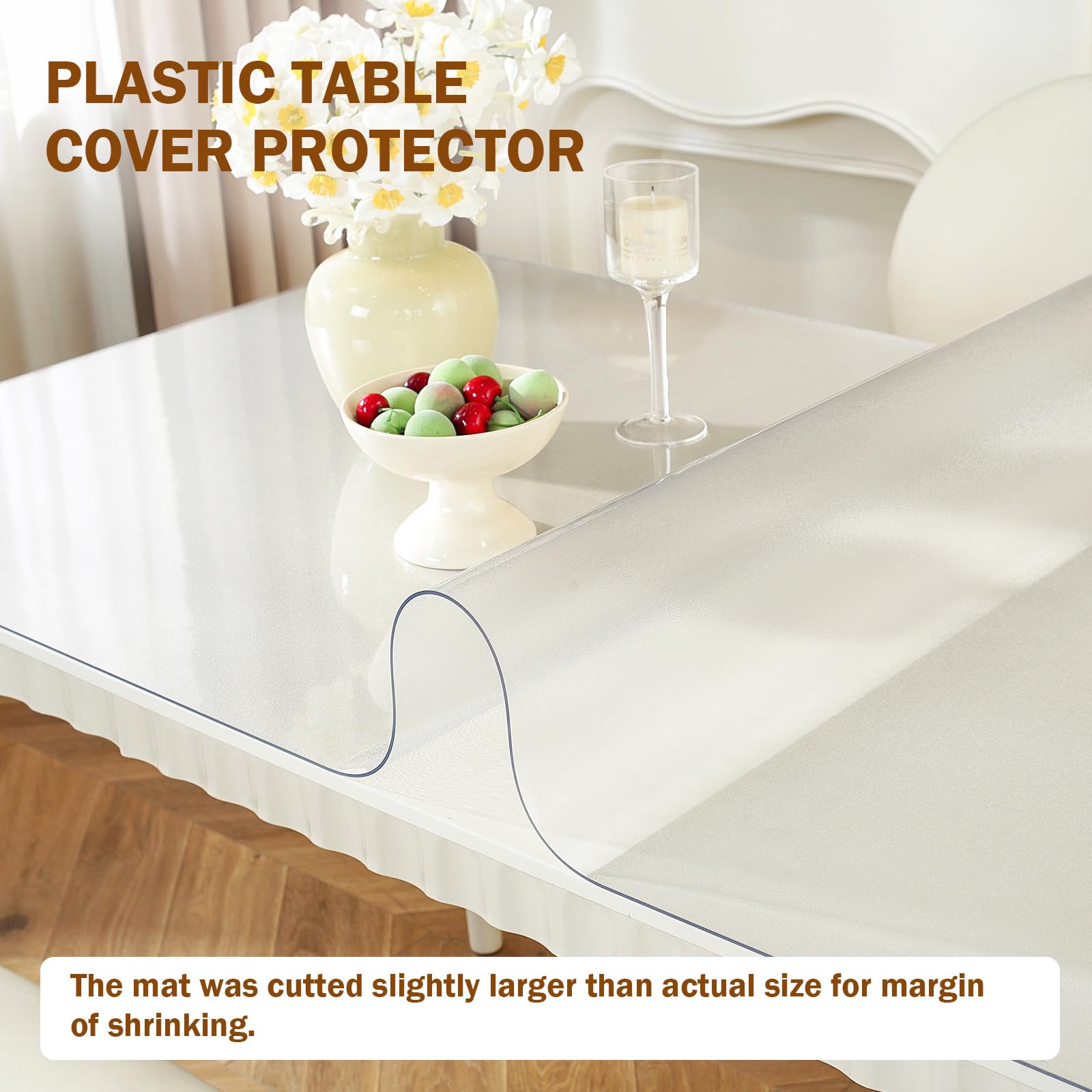 Royhom Frosted Table Protector 2Mm Thick,72 X 30 Inch Pvc Table Cover Protector, Waterproof Plastic Table Cover, Table Top Prote