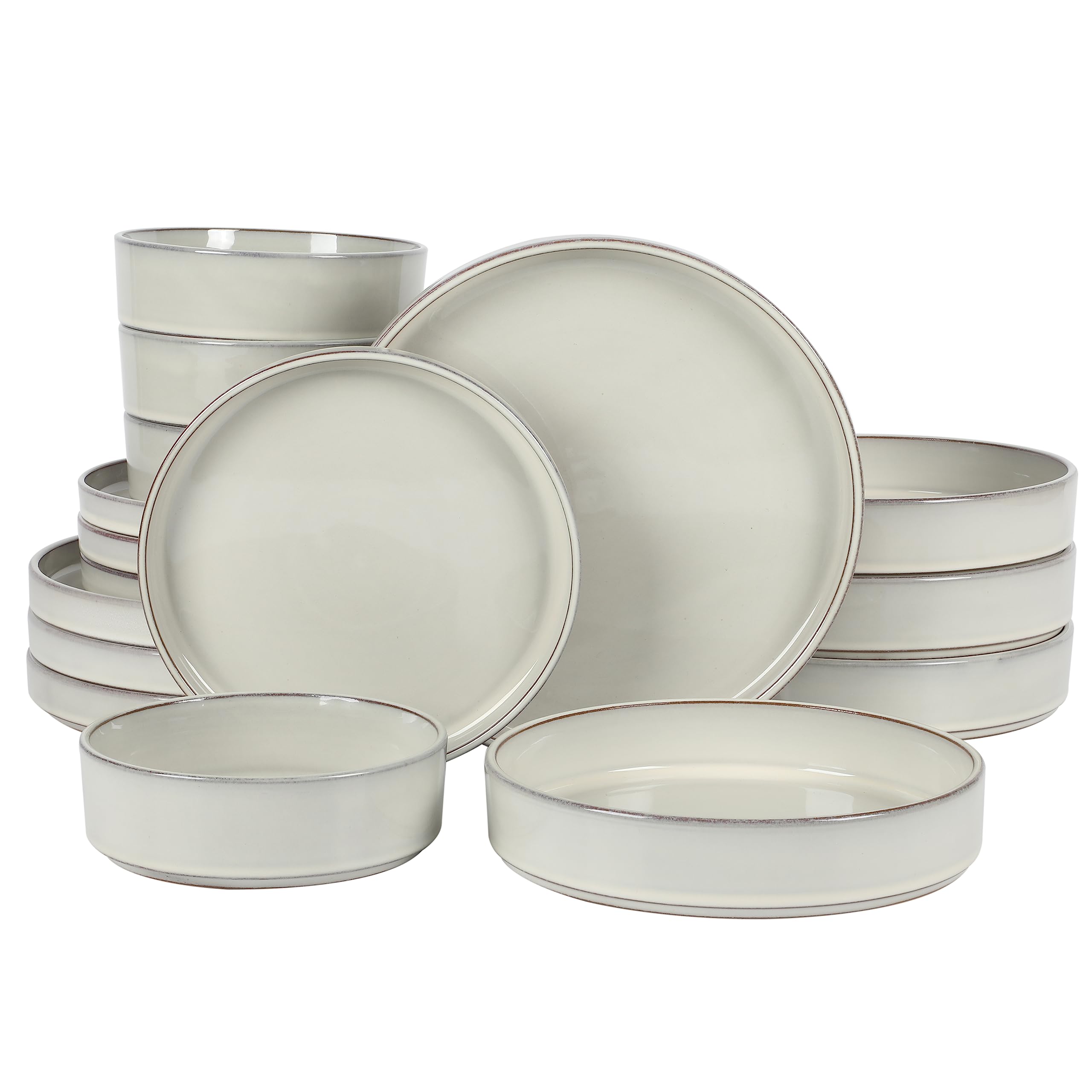 Bloomhouse - Two Time Oprahs Favorite Things Winner - Santorini Mist Double Bowl Terracotta Reactive Glaze Plates and Bowls Din