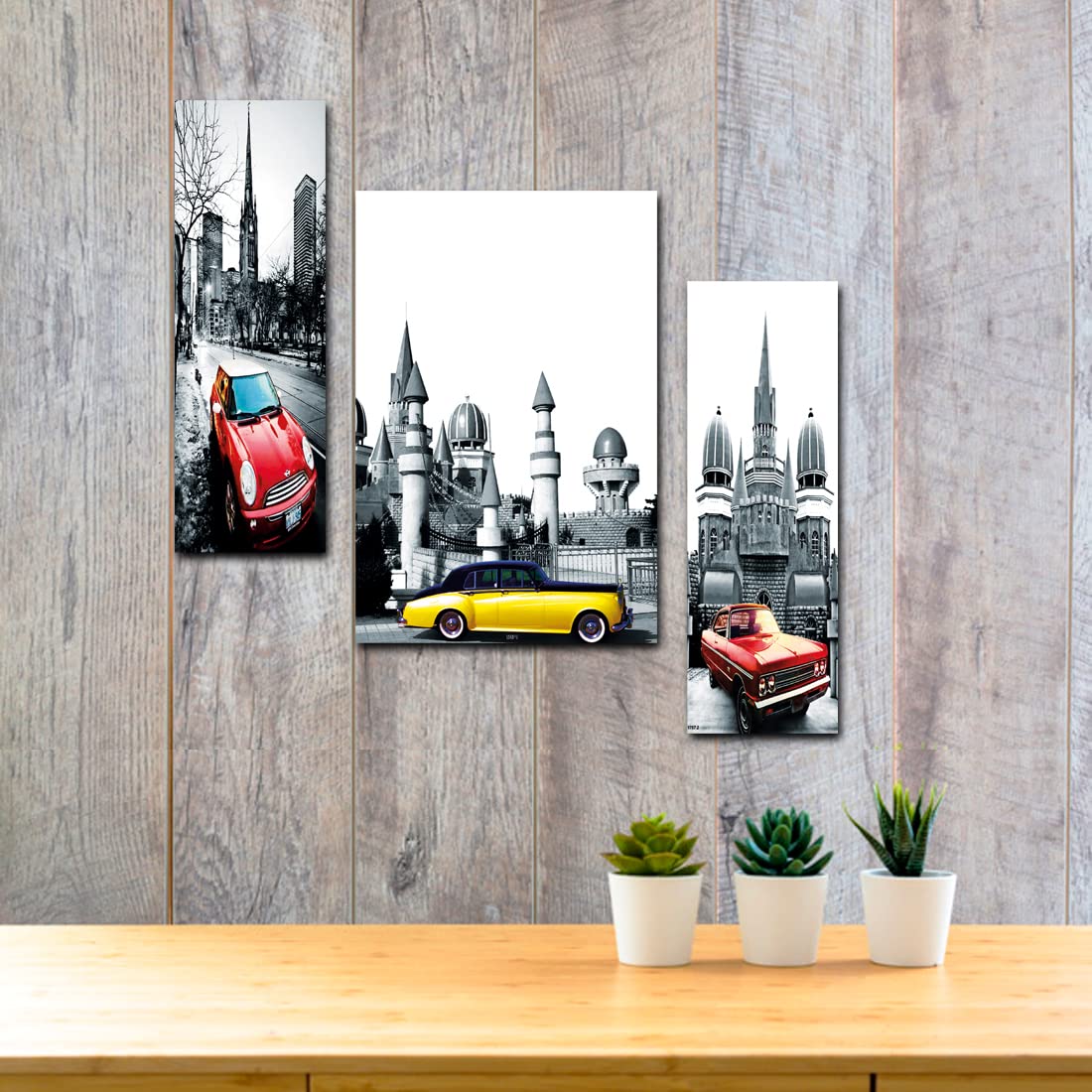 pnf Poster And Frames Eiffel Tower Love Couple Landscape Scenery MDF Panel | For Living Room | Home Decoration Item | Best Gifti