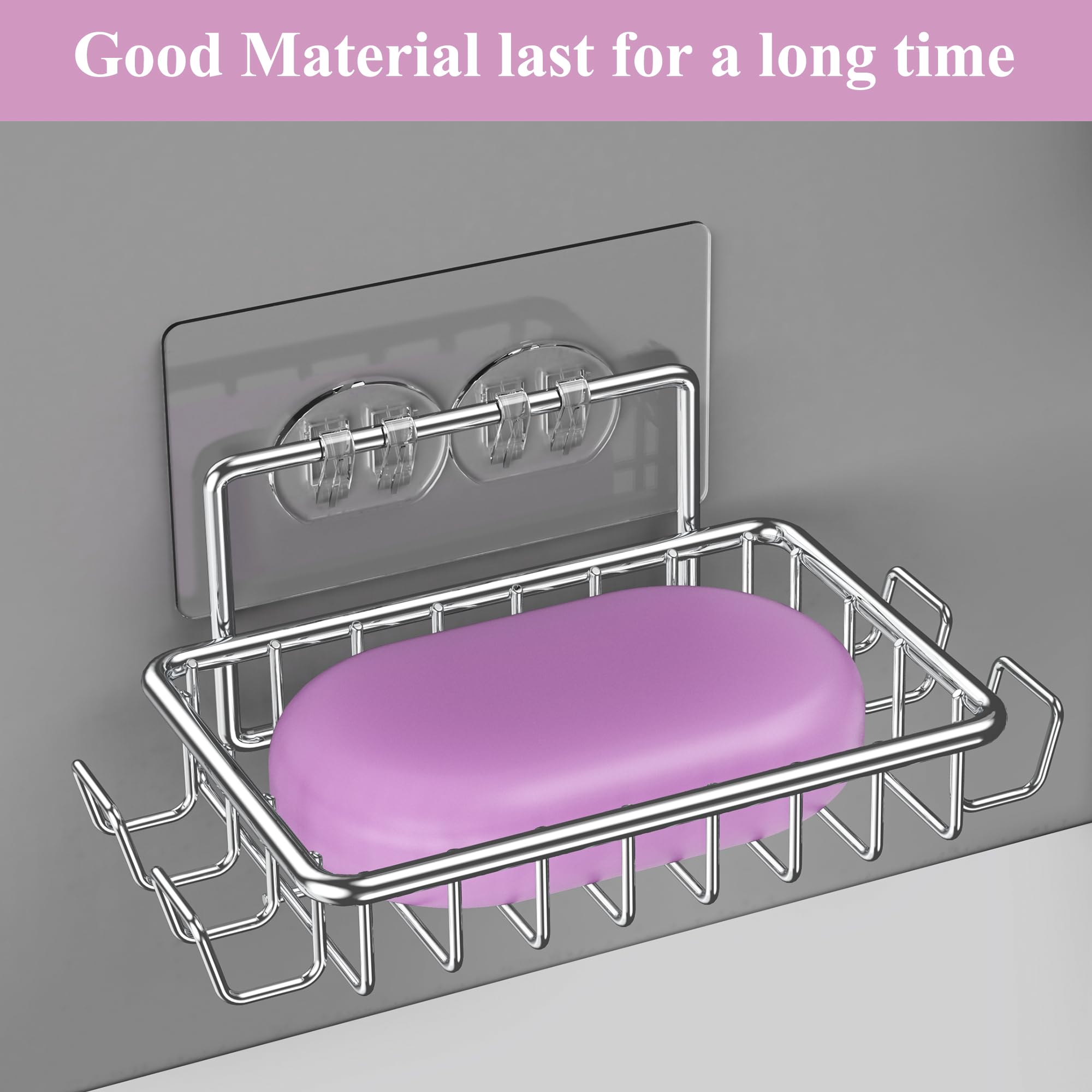 Ailibuligo Adhesive Soap Bar Holder Dish For Shower Wall With Hooks, Silver, 3 Pack