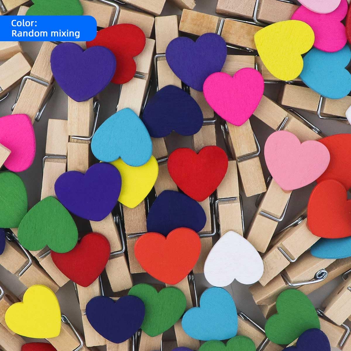 80 Pieces Wooden Heart Clothespins Mini Heart Photo Clips Colorful Small Clothes Pins For Crafts Picture Paper Hanging Natural W