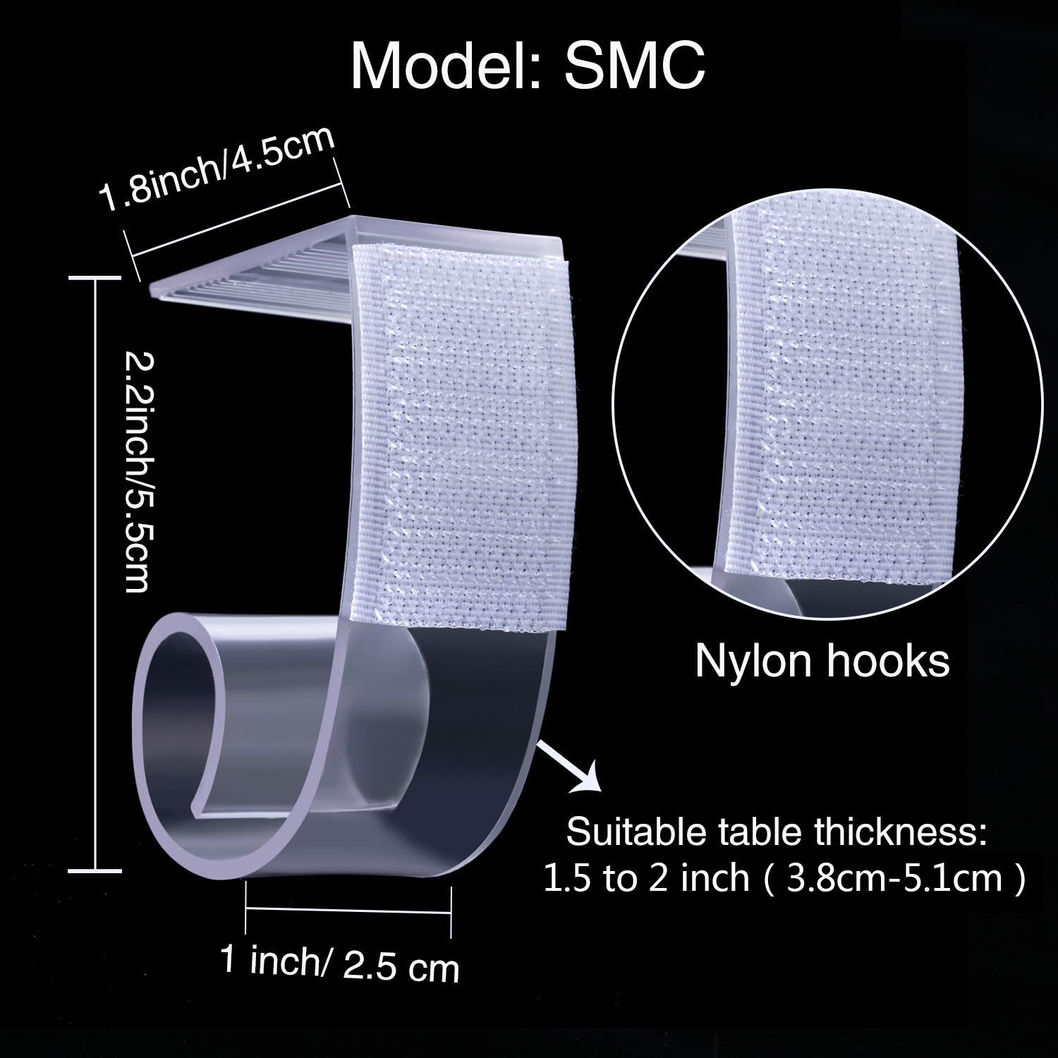 Boao 25 Pieces Table Skirting Clips Smc Model Plastic Tablecloth Clips For Table 1.5-2 Inch With Hook And Loop For Meeting Party