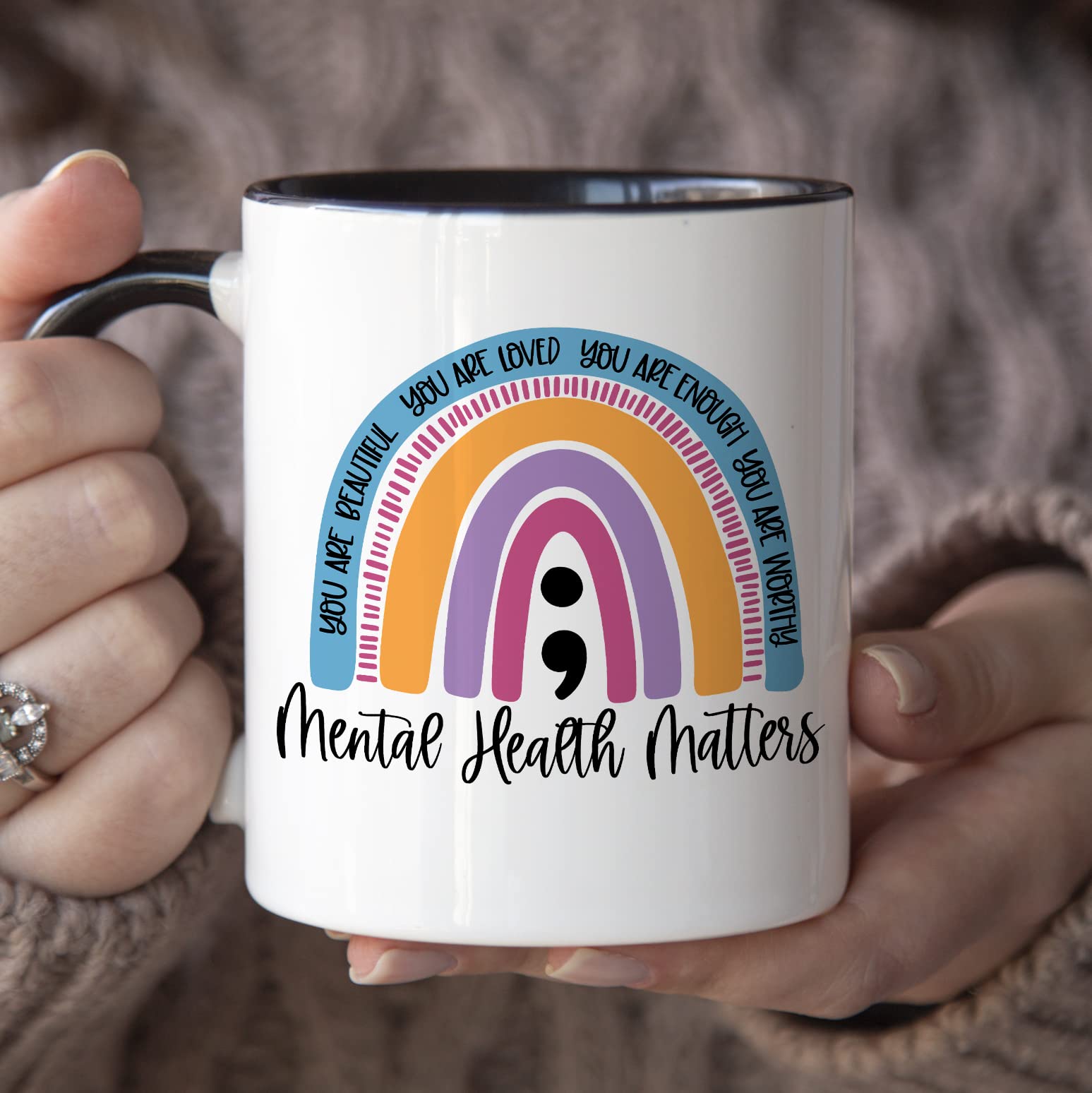 YouNique Designs Mental Health Awareness Mug, 11 Ounces, Mental Health Coffee Mug for Women, Mental Illness Merch, Mental Illnes
