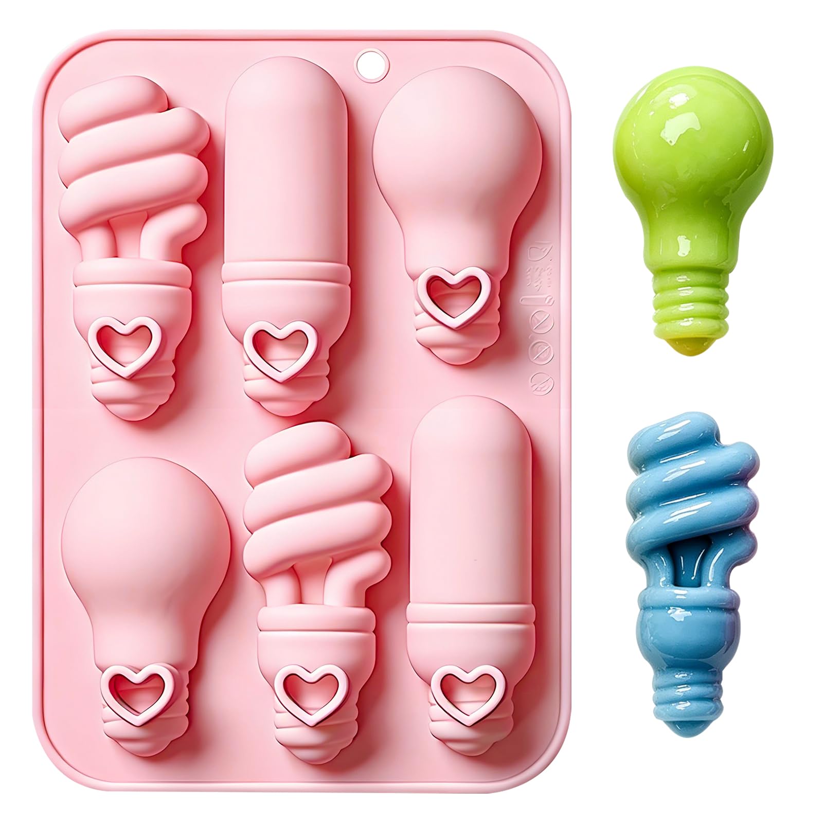6Cavity Light Bulb Silicone Mold for Chocolate, Candy, Cupcake Topper