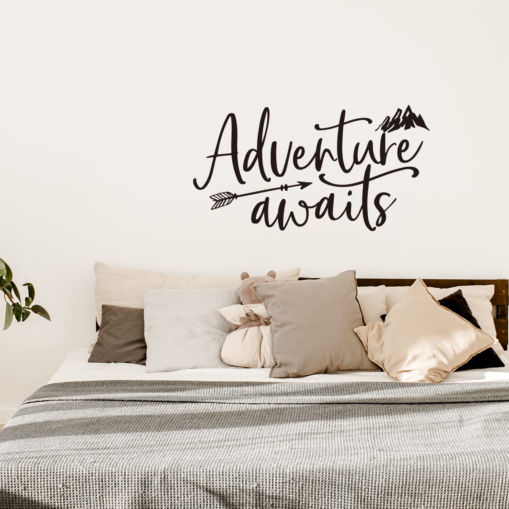 Adventure Awaits Vinyl Wall Decal Inspirational Quotes Wall Art Lettering Bedroom Living Room Decor