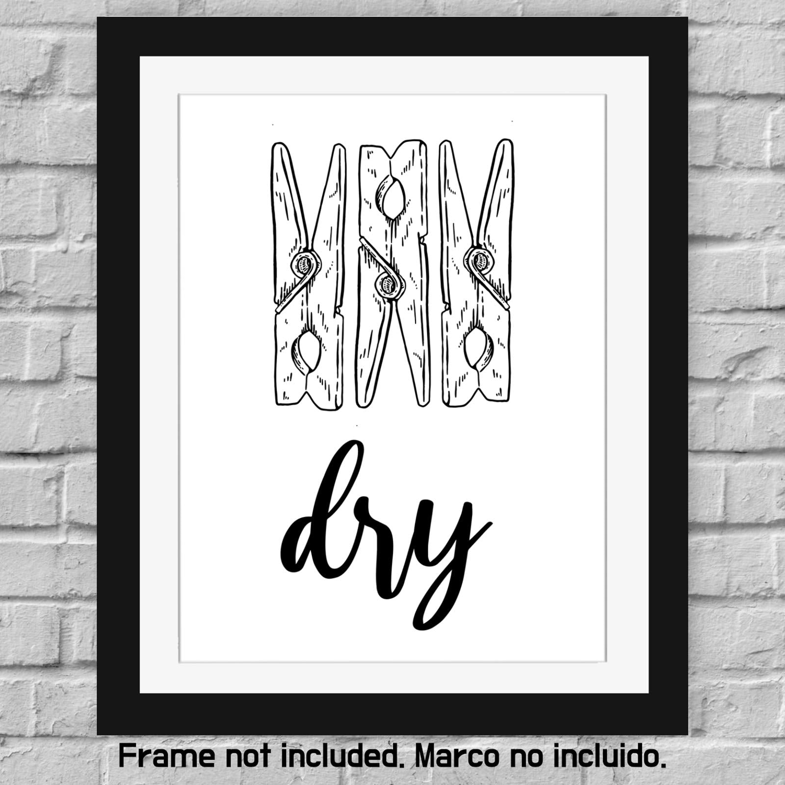 Modern 5th Laundry Room Signs (Set of 4 Unframed - 8 x 10 Inches)  Wash Dry Fold Repeat  Typography Wall Art Decor Prints  Black and White Print Unframed