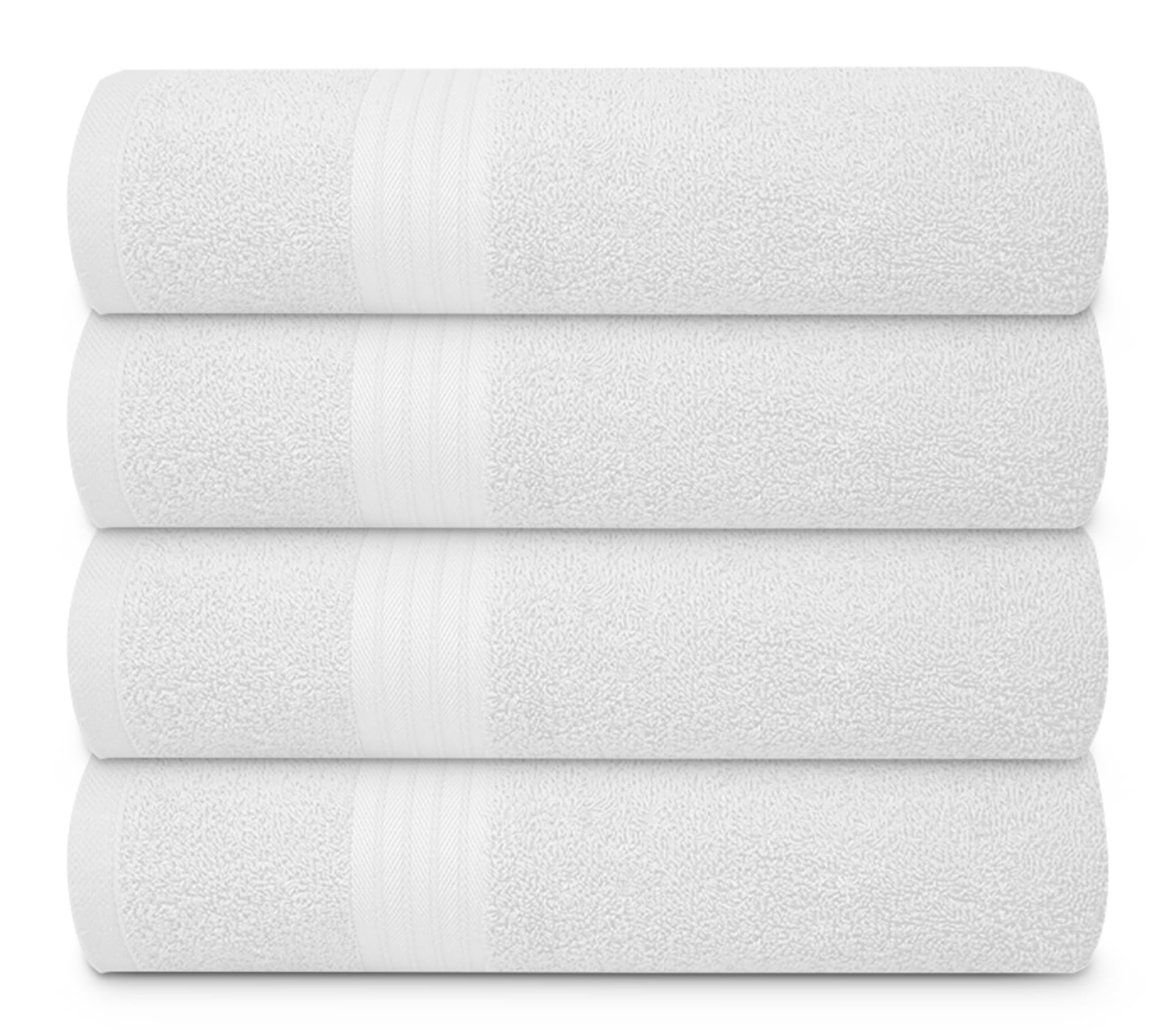 Textila 100% Cotton Extra Large Bath Towels - 30X60 (4-Pack, White) - Highly Absorbent, Super Soft, And Luxurious For Bathroom,