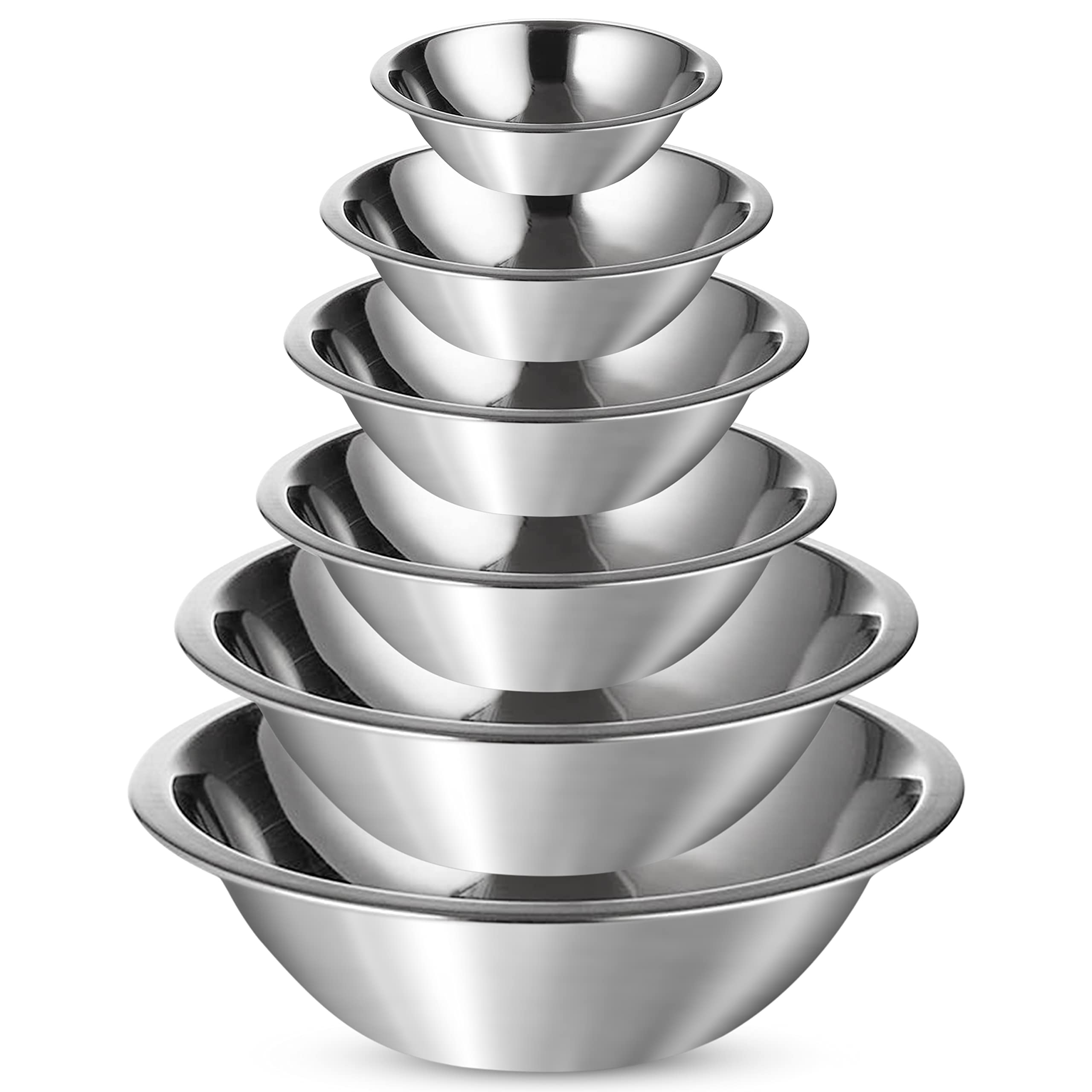 Culigrade Stainless Steel Mixing Bowl Set Of 6-0.75, 1.5, 3, 4, 5, 8 Quart Sizes - Nesting, Durable, Easy To Clean, Ideal For Ba