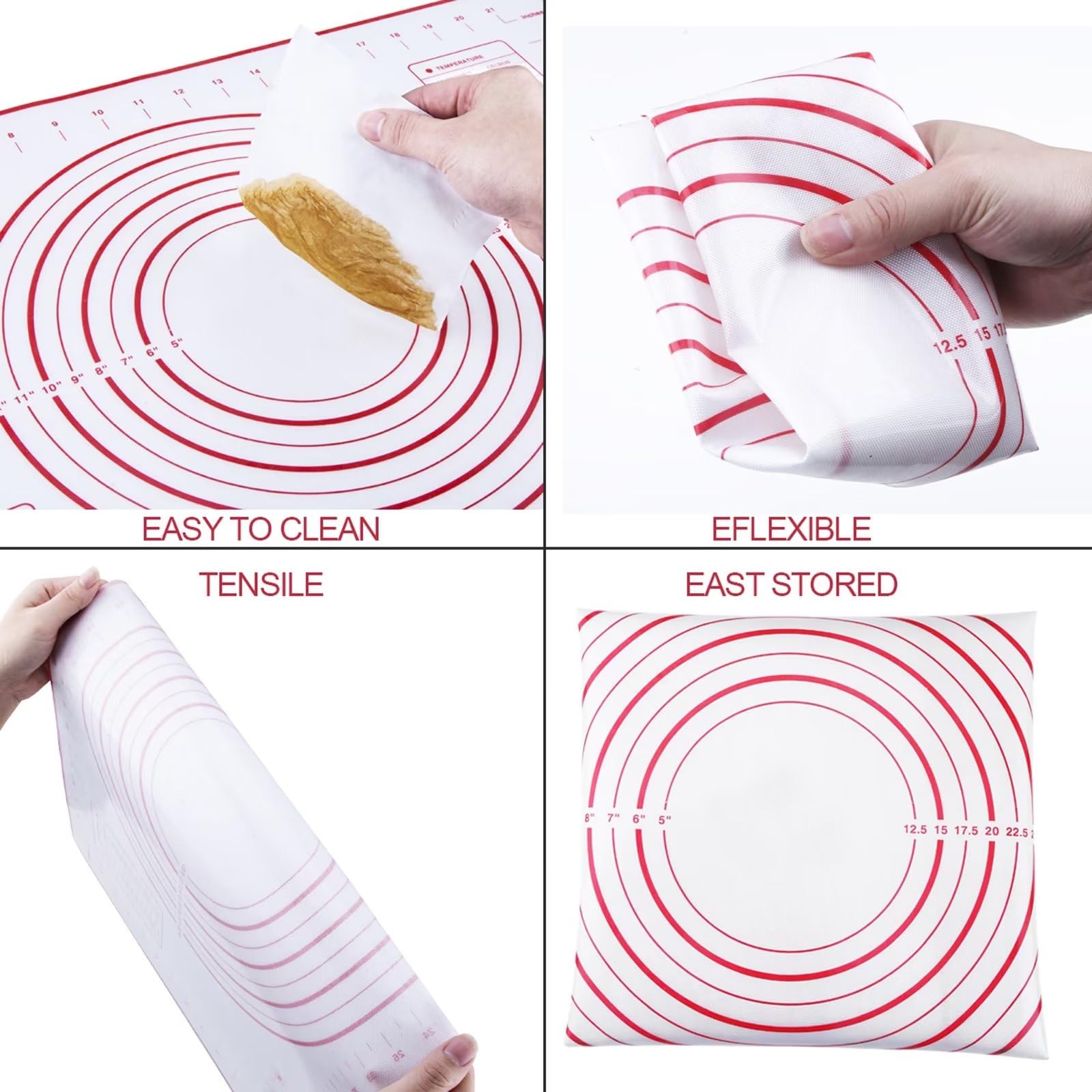 Stainless Steel Rolling Pin And Silicone Mat Set, Adjustable Thickness Rings - For Baking Dough, Pizza, Pies, Pastries, Pasta, C