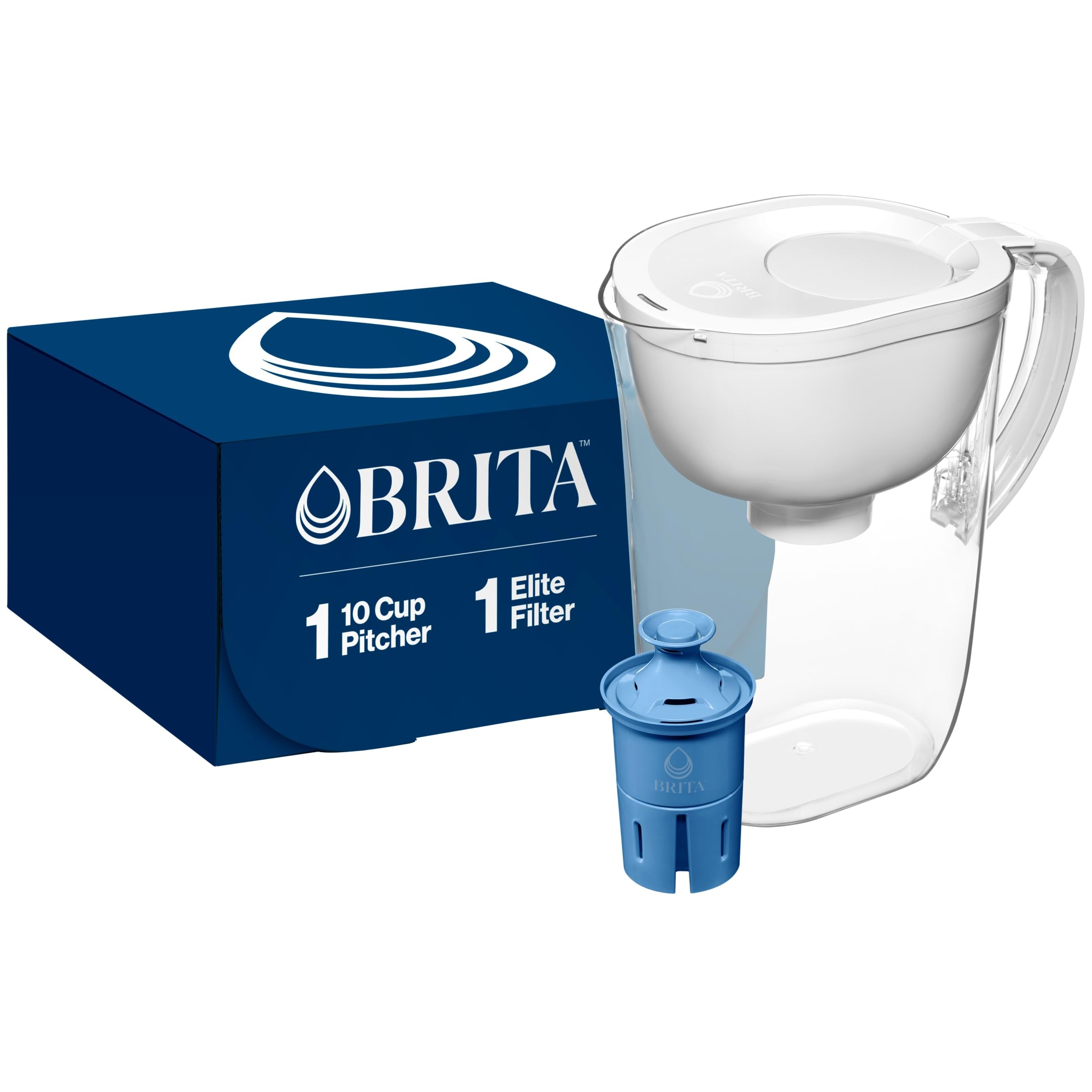 Brita Everyday Elite Water Filter Pitcher With Smartlight Filter Change Indicator, Bpa-Free, Replaces 1,800 Plastic Water Bottle