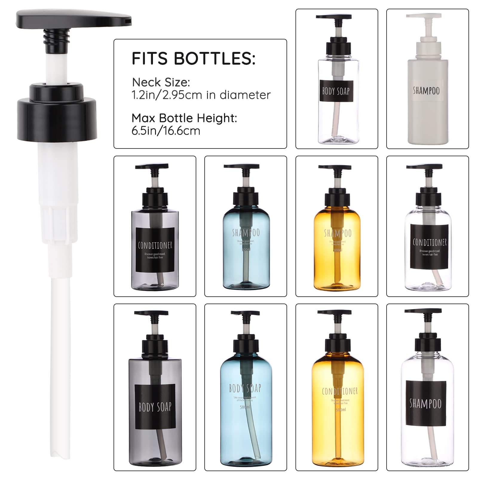 Lotion Dispenser Pump Head, Segbeauty 3 Pack Shampoo Shower Bottle Pump Replacement, Empty Refillable Bottle Tube Pump Top For S