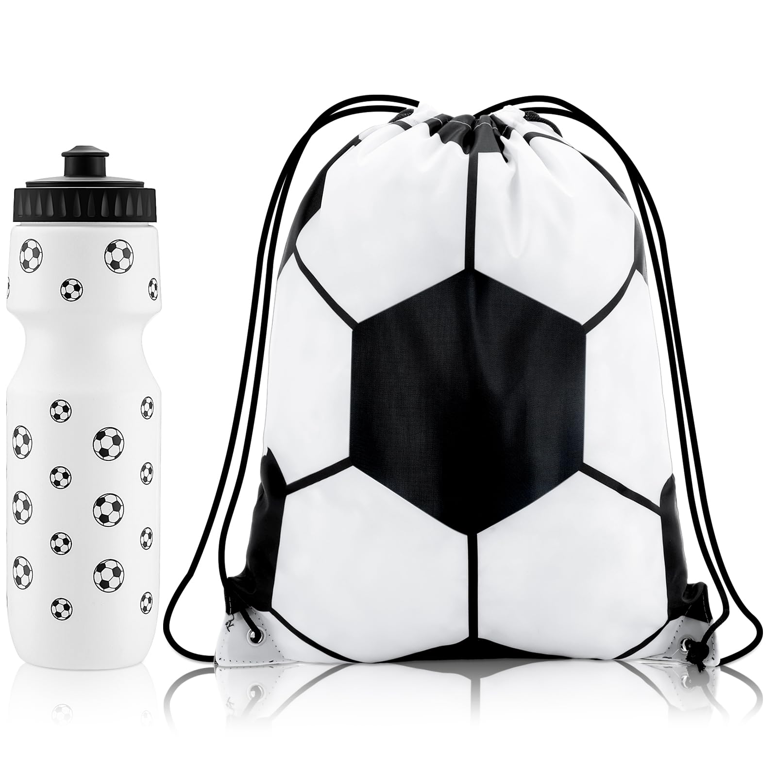 Bulyoou 2 Pcs Football Water Bottles Drawstring Bag, 24 oz for Boys Sports