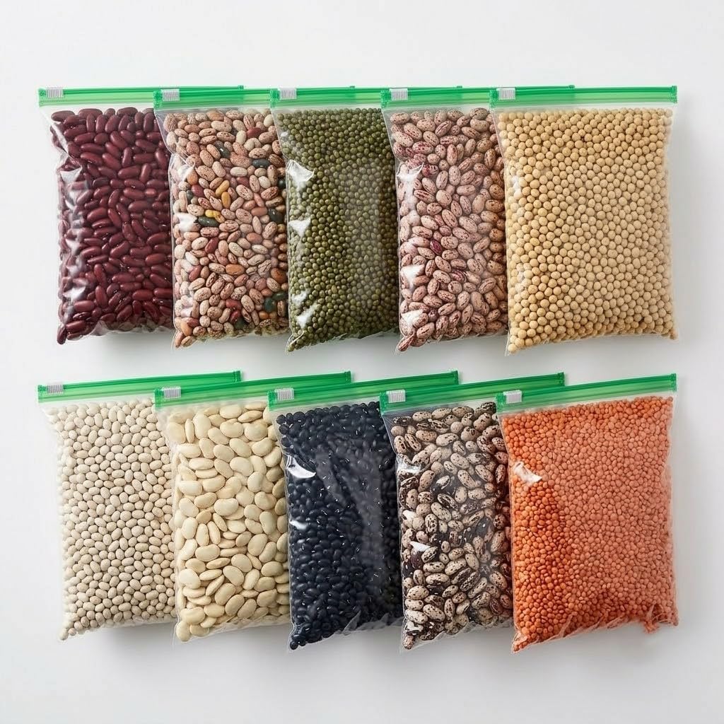 [Vonity] Reusable Ziplock Pouches For Namkeen, Dry Fruits & Snacks | Airtight Slider Zipper Bags For Kitchen Food Storage | Tran