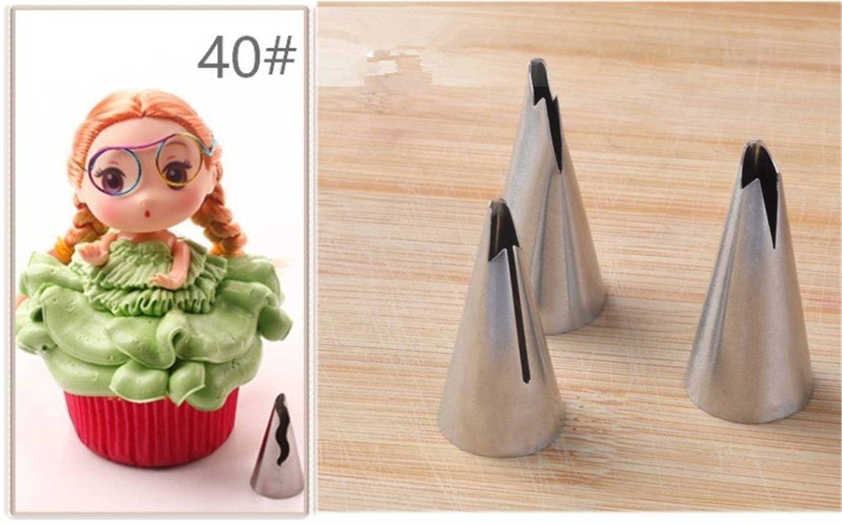 Fantasyday 7-Piece Stainless Steel Ruffle Piping Nozzles Bobbi Skirt Icing Tips Cake Decorating Supplies Cookies Cupcake Icing D