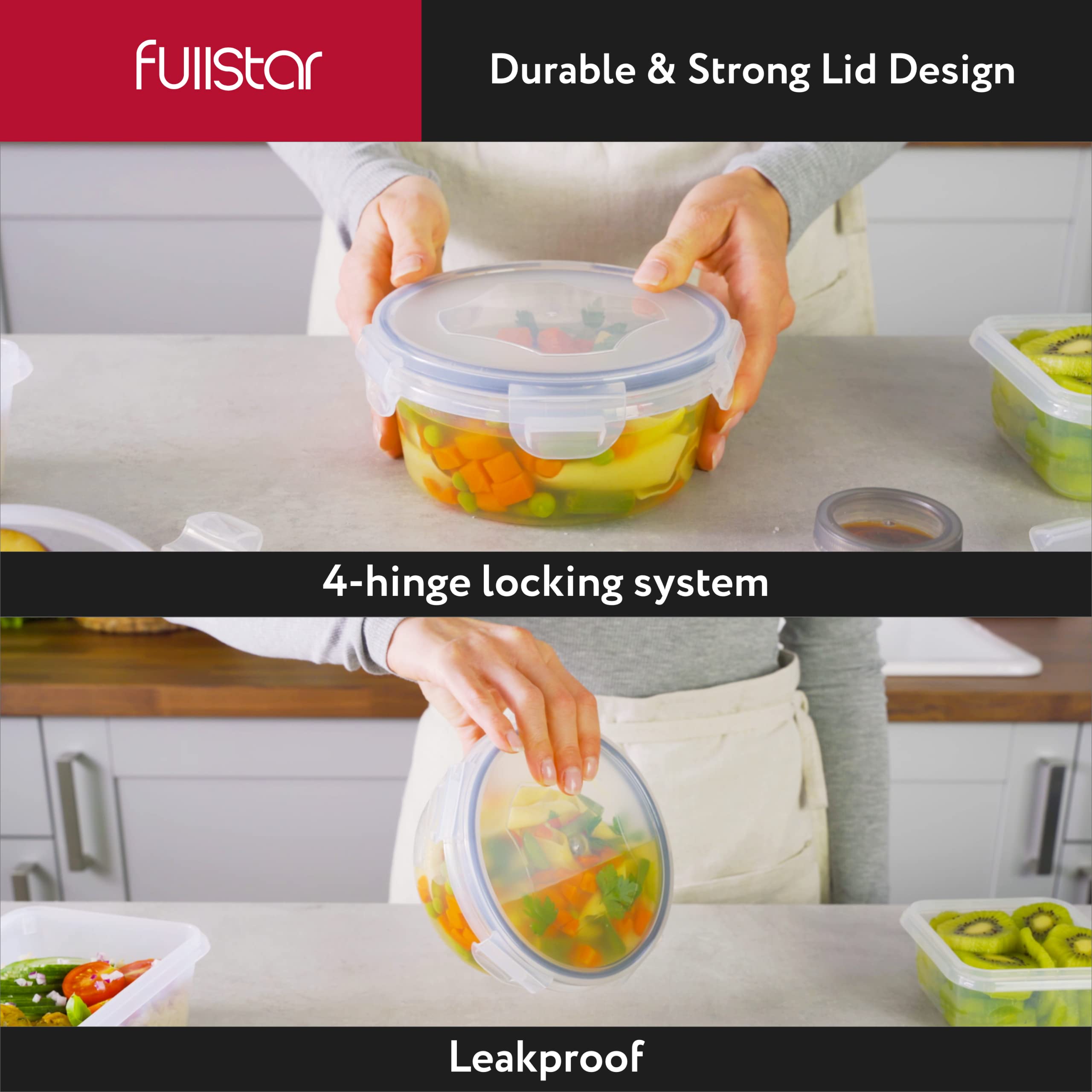 Fullstar 50 Pcs Plastic Food Storage Containers With Lids (24 Containers & 24 Lids), Leakproof Bpa-Free Containers For Kitchen O