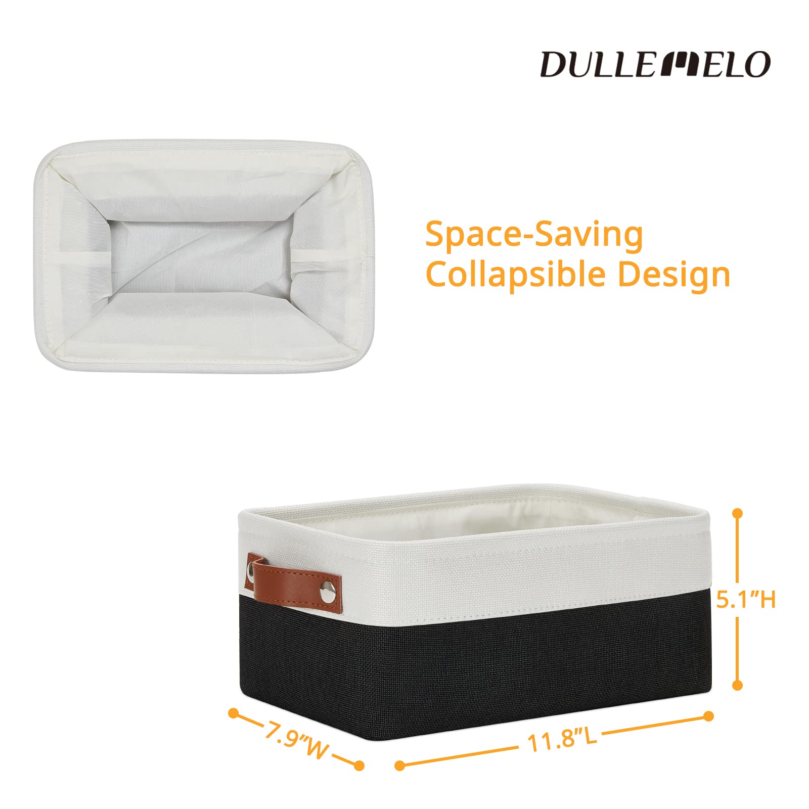 Dullemelo Small Storage Bin, Storage Basket For Organizing, Collapsible Rectangular Fabric Basket For Shelves, Closets, Nursery,