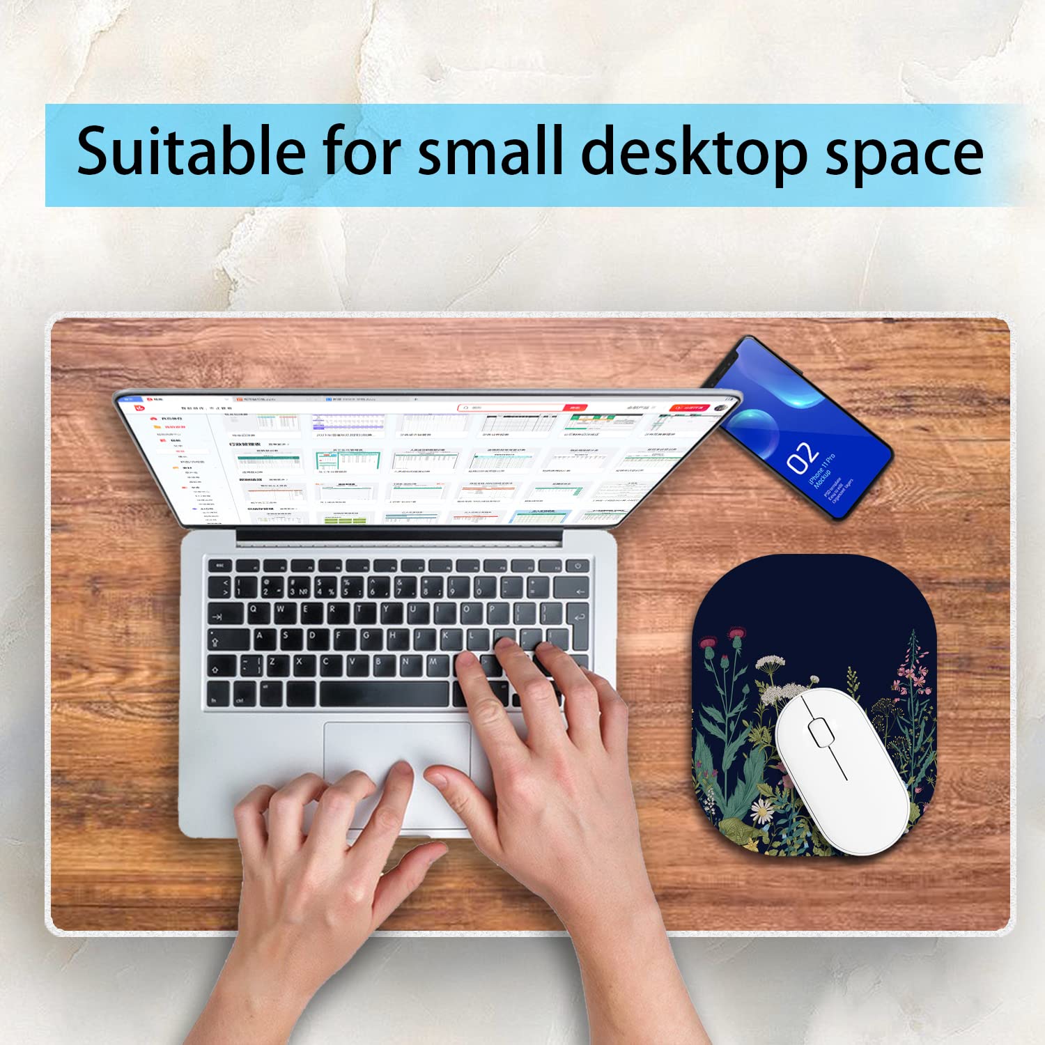 Summer Garden Small Mouse Pad,Mini Mouse Pad 6 X 7 Inch,For Laptop Keyboard Tray Wireless Mouse Home Office Travel,With Non-Slip