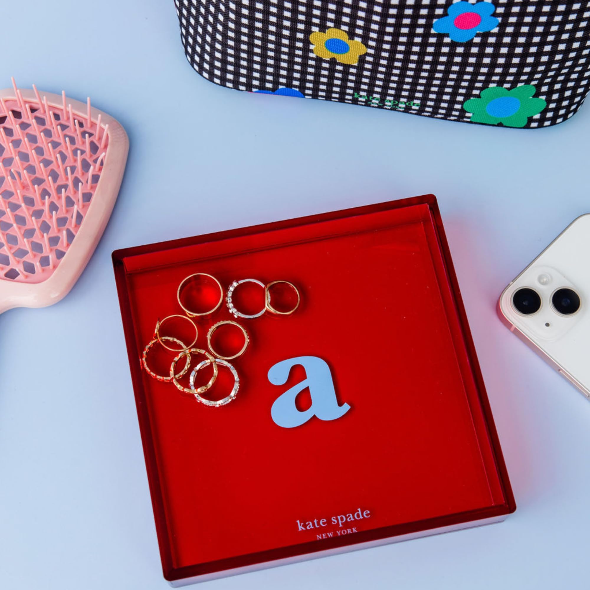 kate spade new york Initial Decorative Initial Tray, Personalized Acrylic Vanity Letter Tray, Just Mine (S)