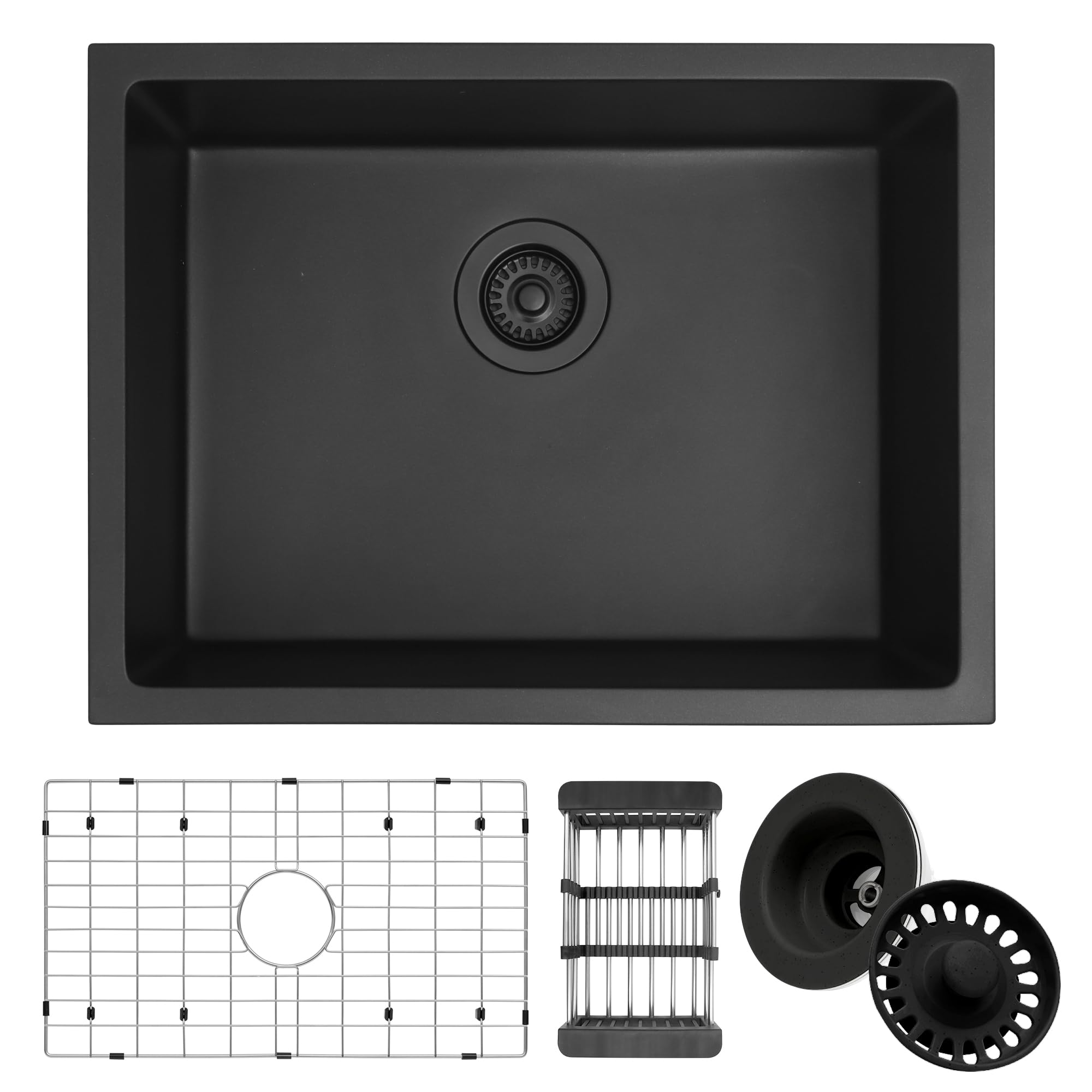 Monsinta Bar Sink, Undermount Kitchen Sink, 23 Inch Matte Black Bar Sink, Bar Sink Undermount With Accessories, Granite Kitchen