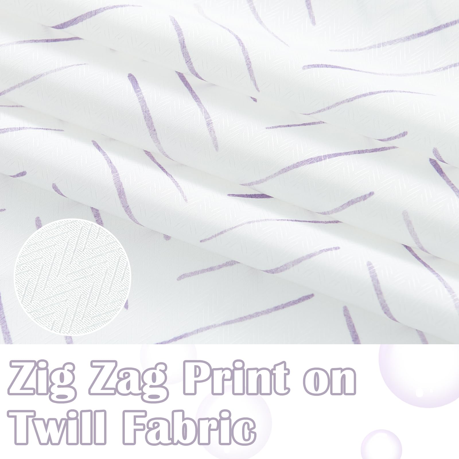Jinchan Purple And White Shower Curtain Herringbone Fabric Shower Curtain Zig Zag Inky Chevron Farmhouse Shower Curtain Zigzag M
