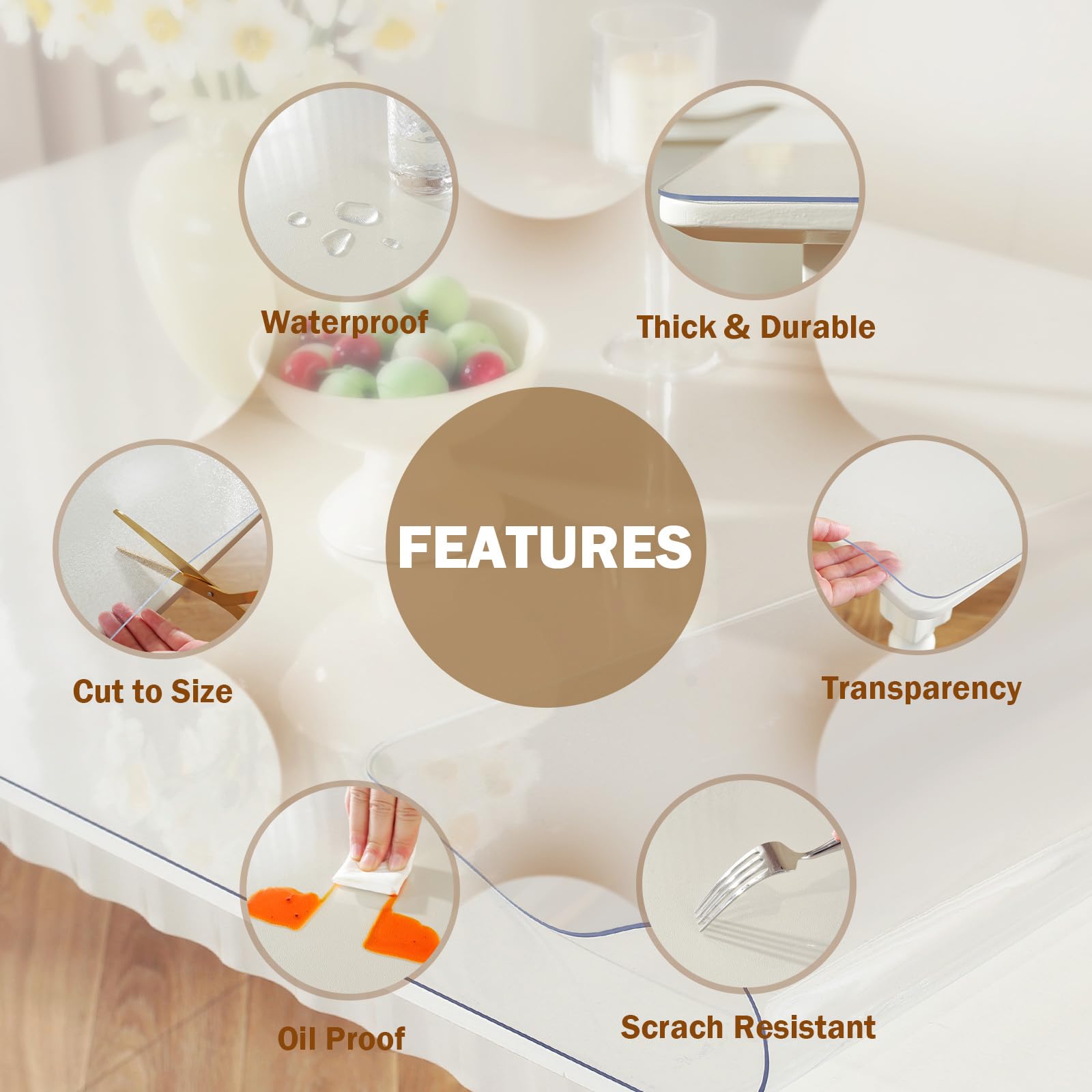 Royhom Frosted Table Protector 2Mm Thick,72 X 30 Inch Pvc Table Cover Protector, Waterproof Plastic Table Cover, Table Top Prote