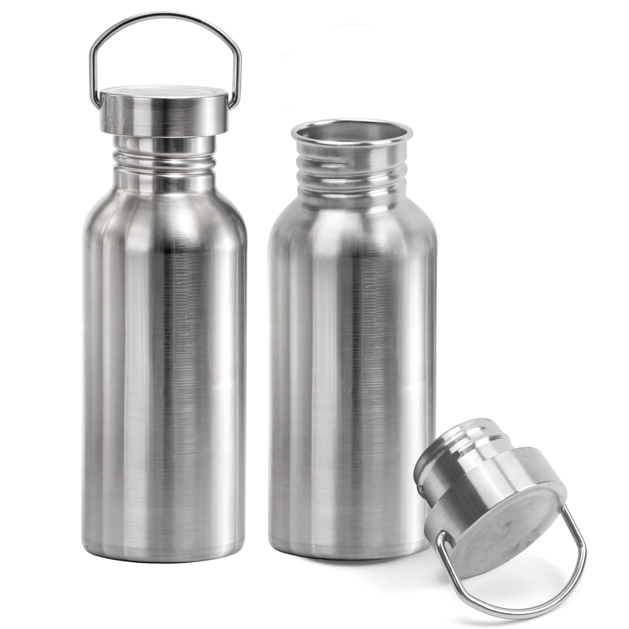 Marsrut Single Wall Stainless Steel Water Bottle, Uninsulated 17oz Metal Drinking Container, Carrying Loop, Leak Proof, Non Insu