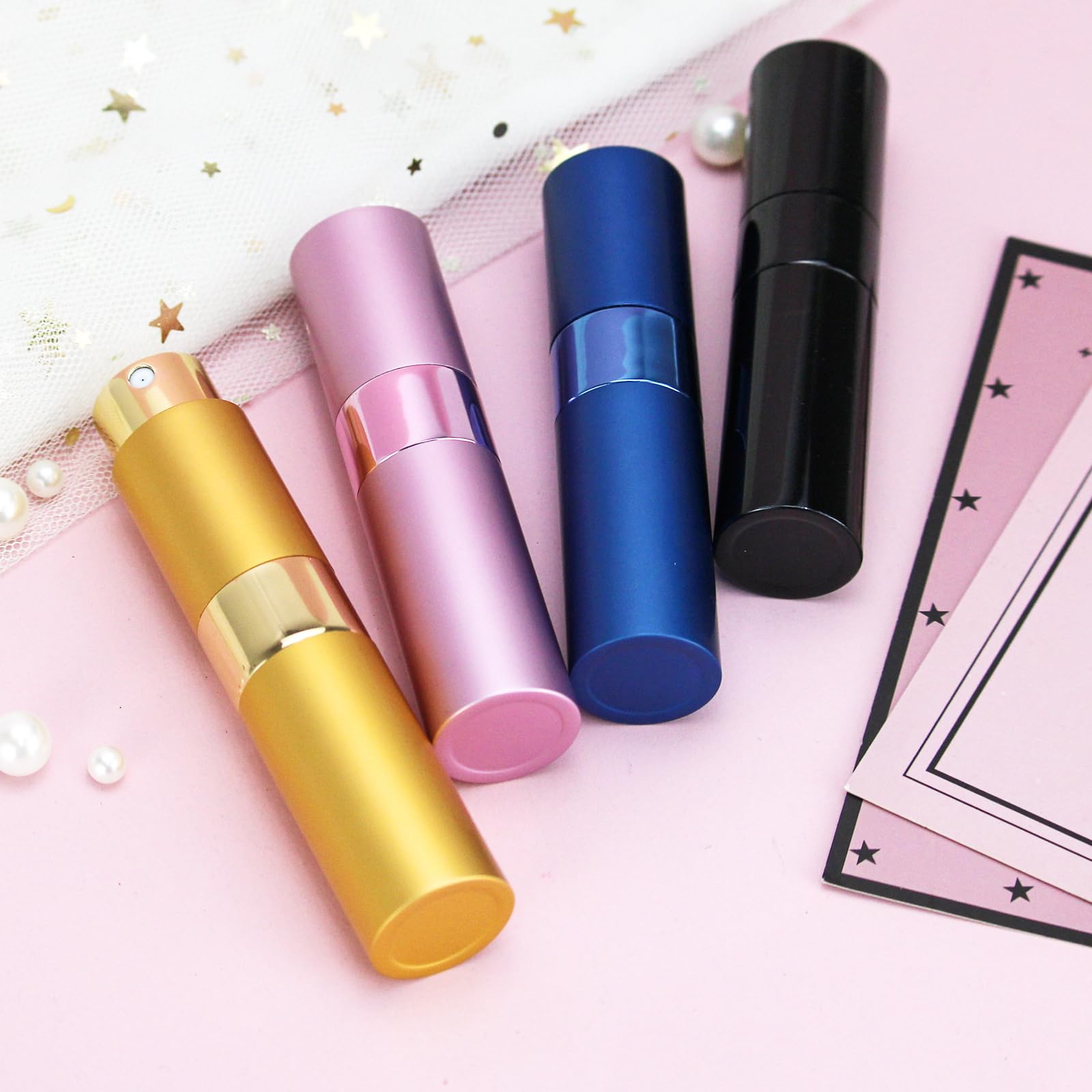 Qmoeh 4Pcs 8Ml Refillable Perfume Atomizer Travel, Portable Mini Pocket Perfume Atomizer Bottle Spray For Women Mens Small Miste