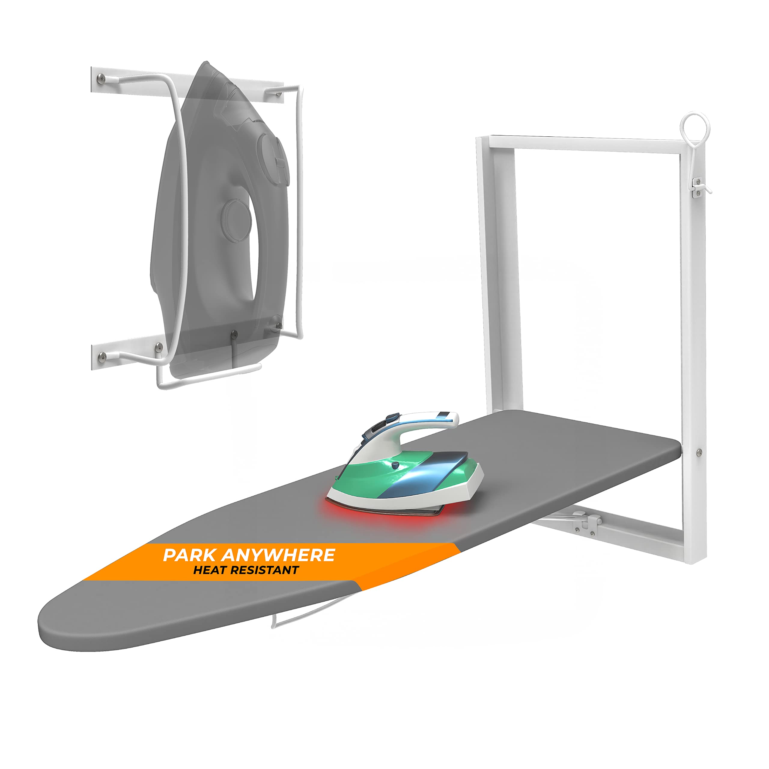 Xabitat Wall Mounted Ironing Board with Iron Holder | 36.2 X 12.2 Compact Mount Fold Down Ironing Board for Small Spaces | Space