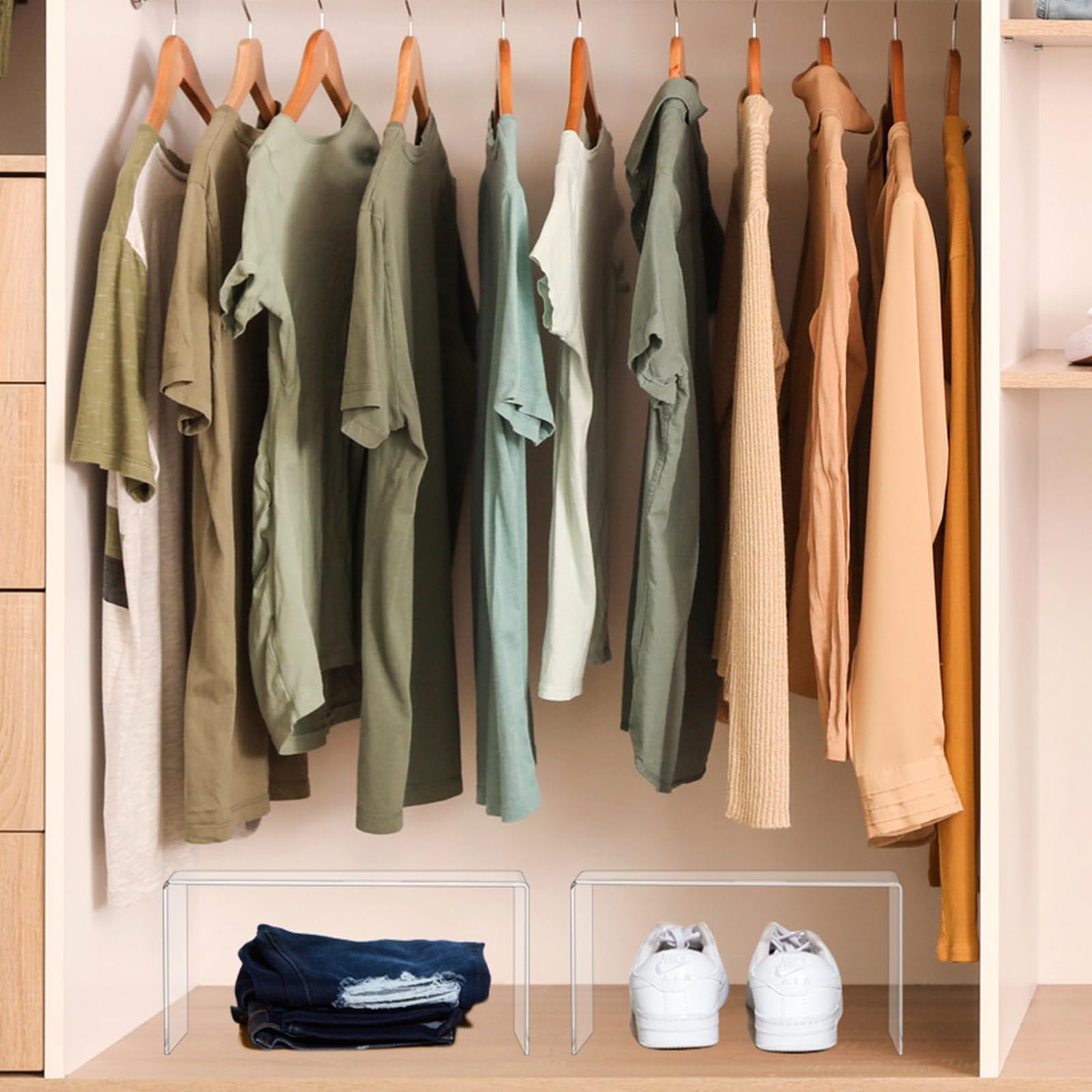 RattanView 2 Pcs 12 Inch, 14 Inch Large Acrylic Risers Display Stands 5 mm Thick Acrylic Shelf Riser Showcase for Collectibles J