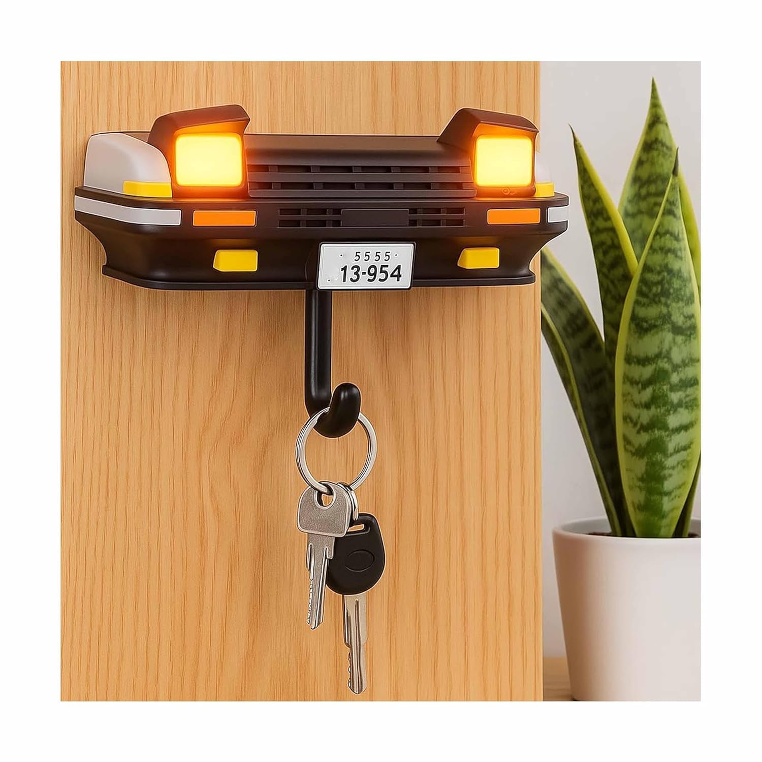 Zucmie Old Model Car Open Headlights Key Holder for Home Decor Stylish, Stickable Wall Mount Key Stand Rack (01)