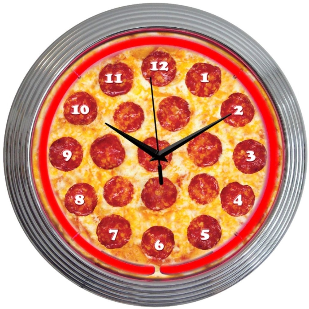 Neonetics Pizza Neon Wall Clock, 15-Inch
