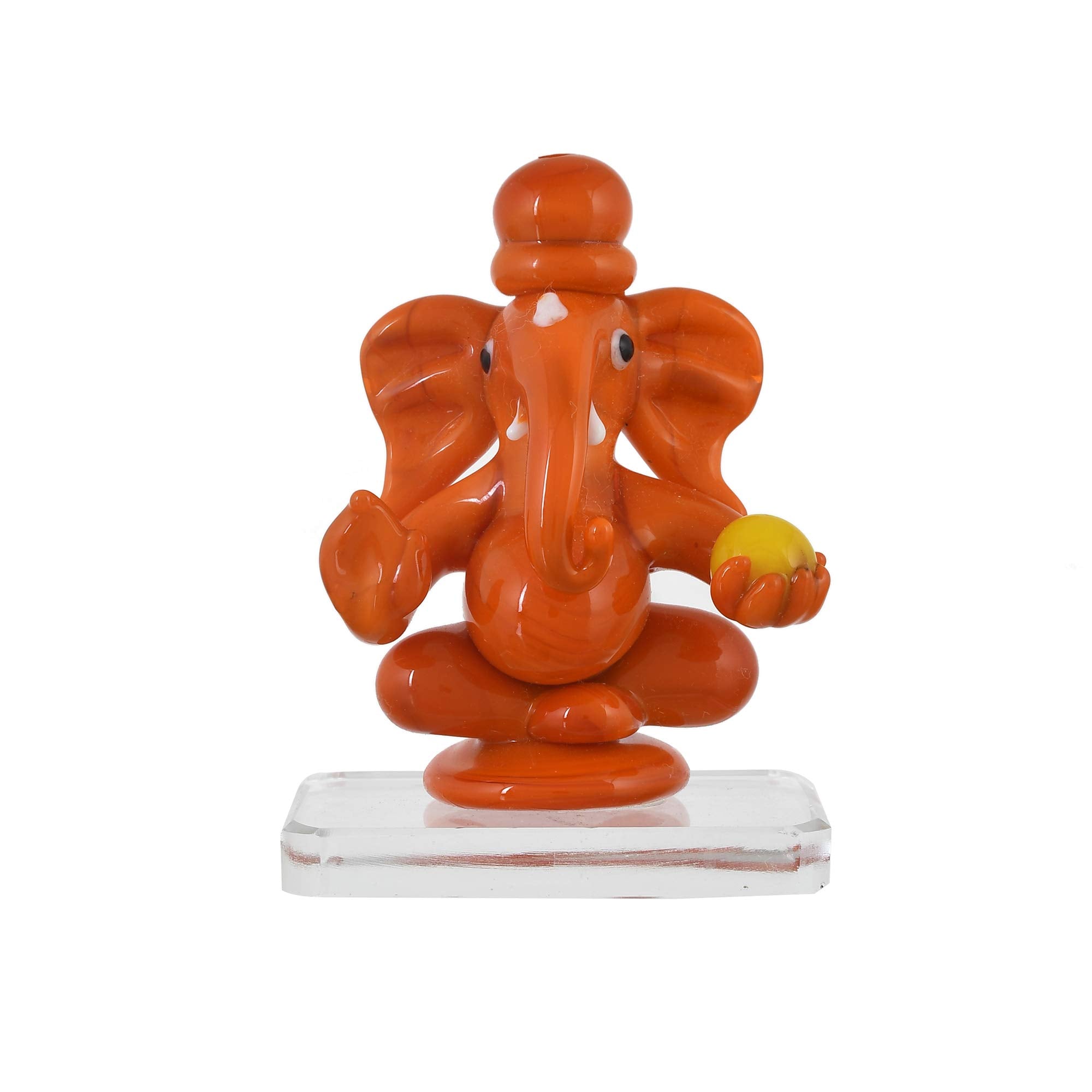 Great Art Glass Ganesh Idol for Car Dash Board (8.5cm x 5 cm, Red)