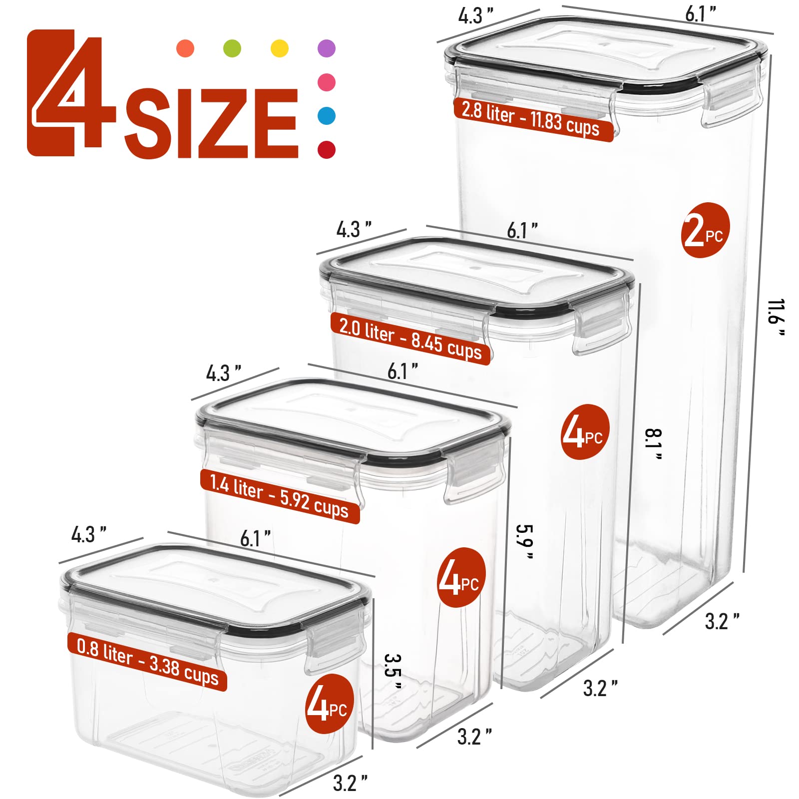 Skroam 14 Pack Airtight Food Storage Containers For Kitchen Pantry Organization And Storage, Plastic Canister Set With Lids, Cer