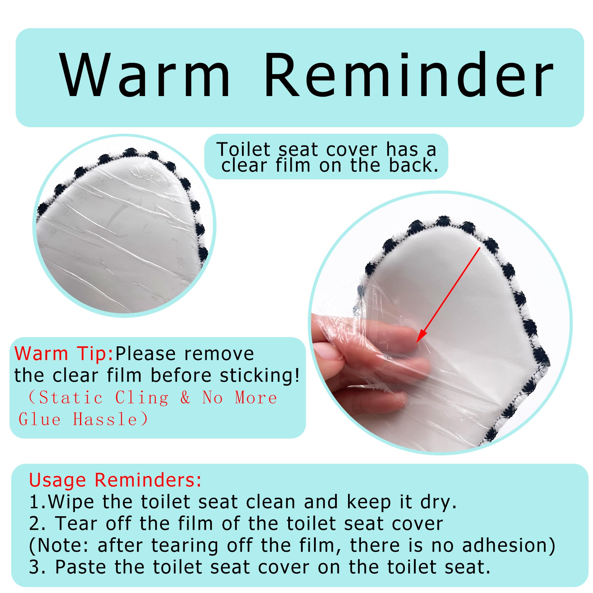 Timecity 2Pairs Plush Warm Thick Padded Toilet Seat Cover Mat Non Slip Soft Toilet Seat Cushion Washable Bathroom Warmer Static